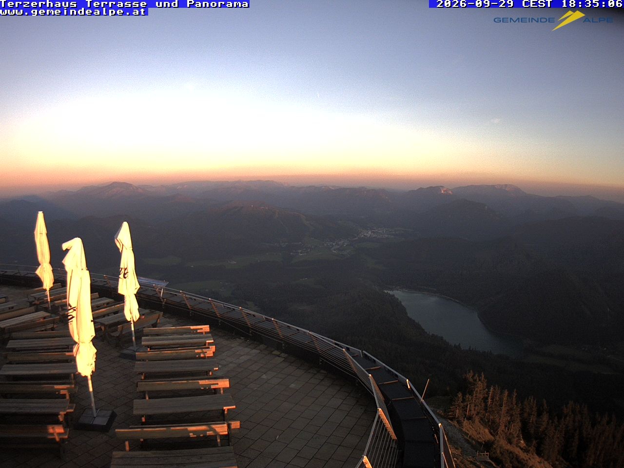 Archiv Foto Webcam Panoramablick Terzerhaus Terrasse Gemeindealpe Mitterbach