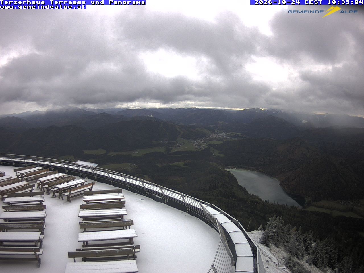 Archiv Foto Webcam Panoramablick Terzerhaus Terrasse Gemeindealpe Mitterbach