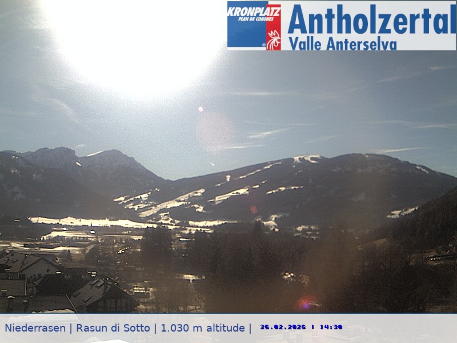 Archived image Webcam View from Rasen-Antholz towards Kronplatz (South Tyrol)