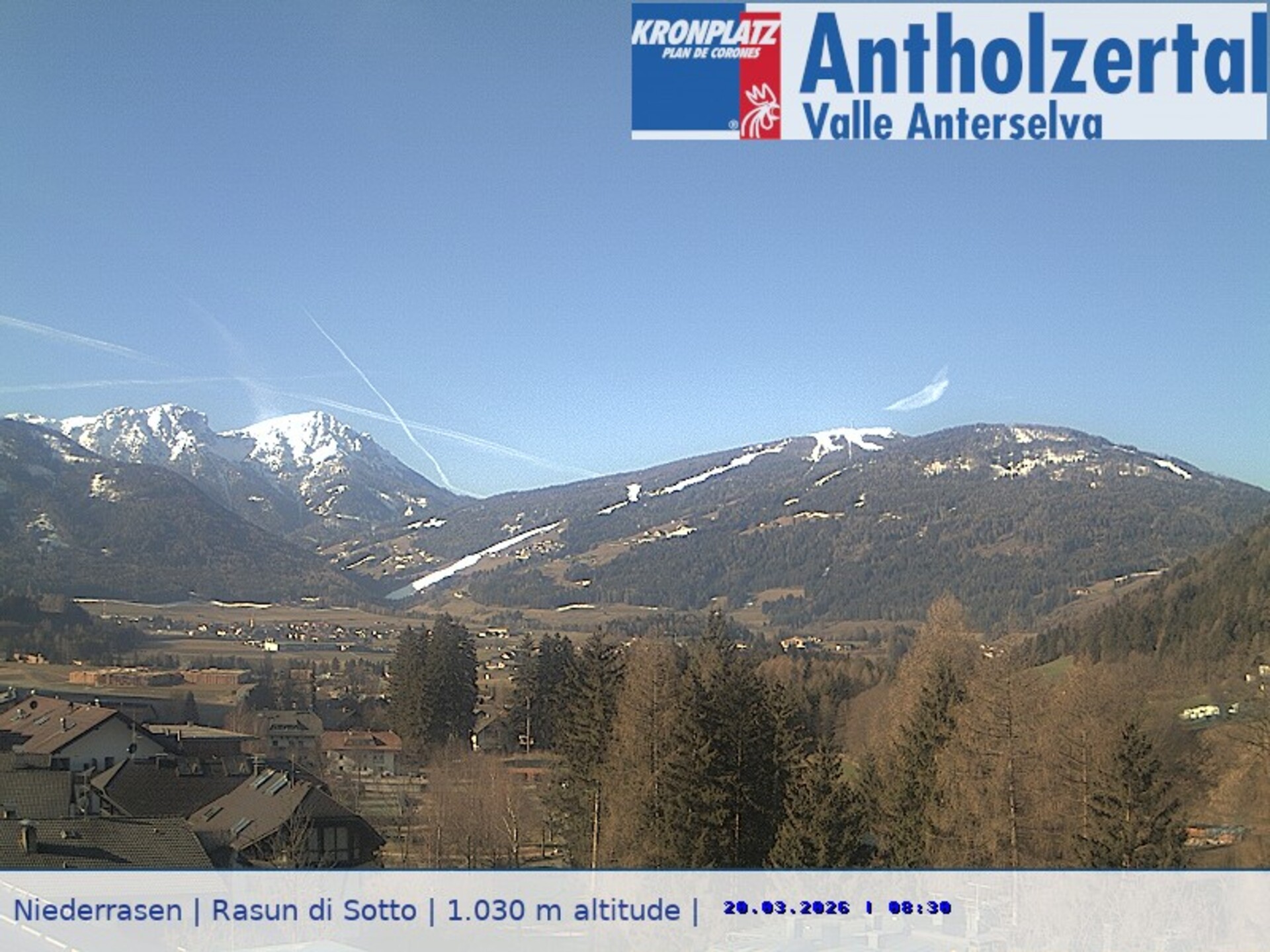 Archived image Webcam View from Rasen-Antholz towards Kronplatz (South Tyrol)