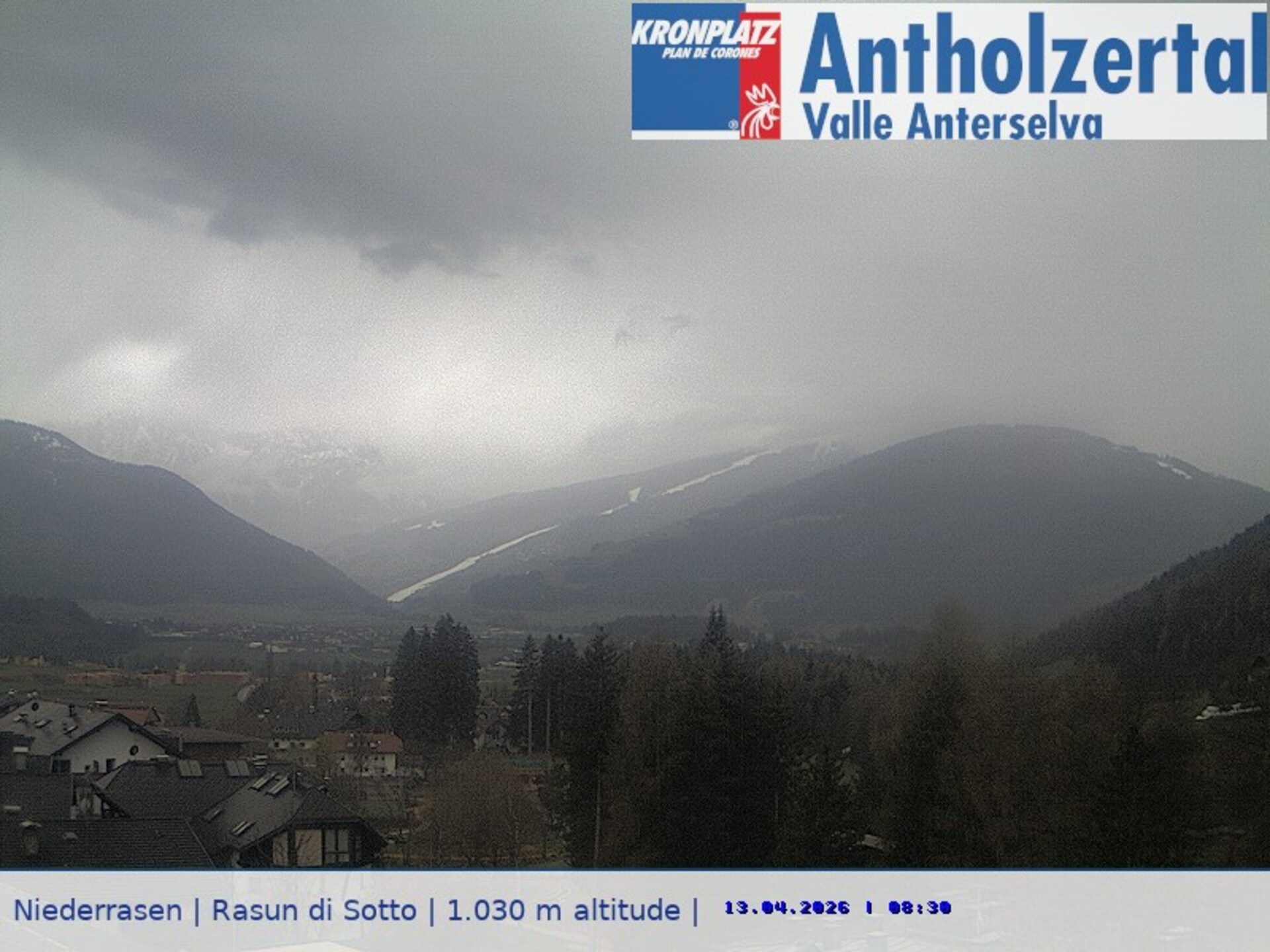 Archived image Webcam View from Rasen-Antholz towards Kronplatz (South Tyrol)