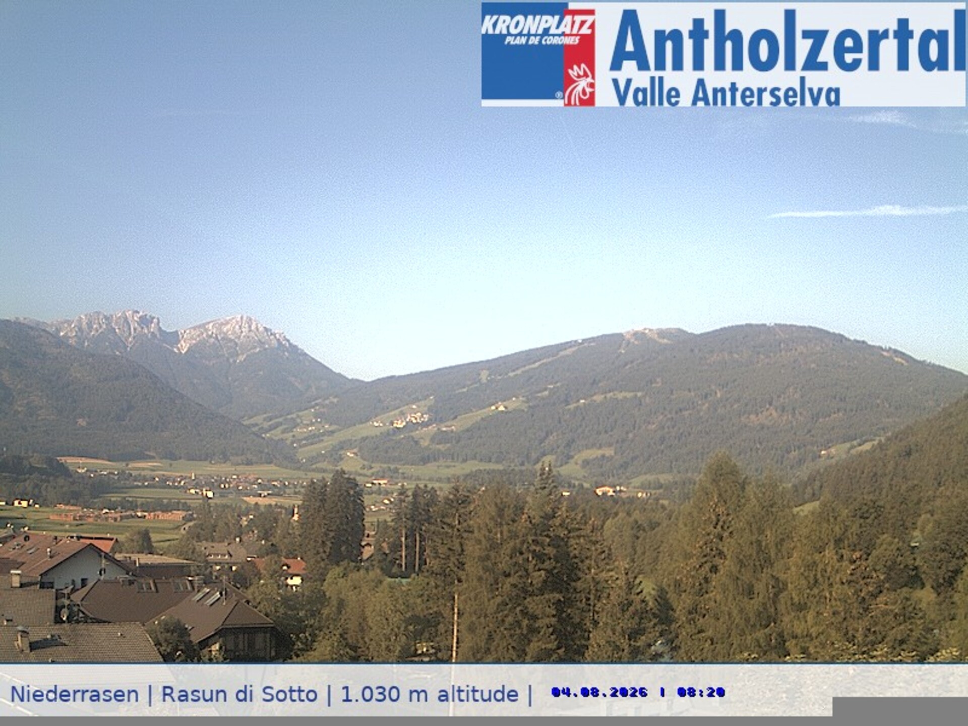 Archived image Webcam View from Rasen-Antholz towards Kronplatz (South Tyrol)