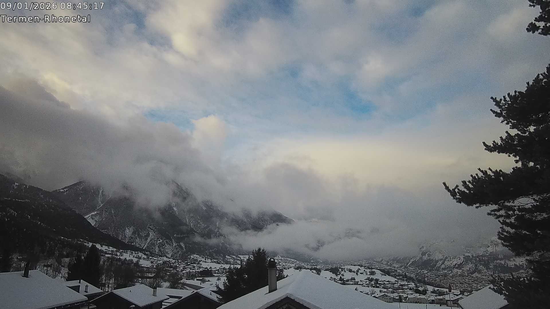 Archiv Foto Webcam Termen: Blick Richtung Süden ins Rhonetal