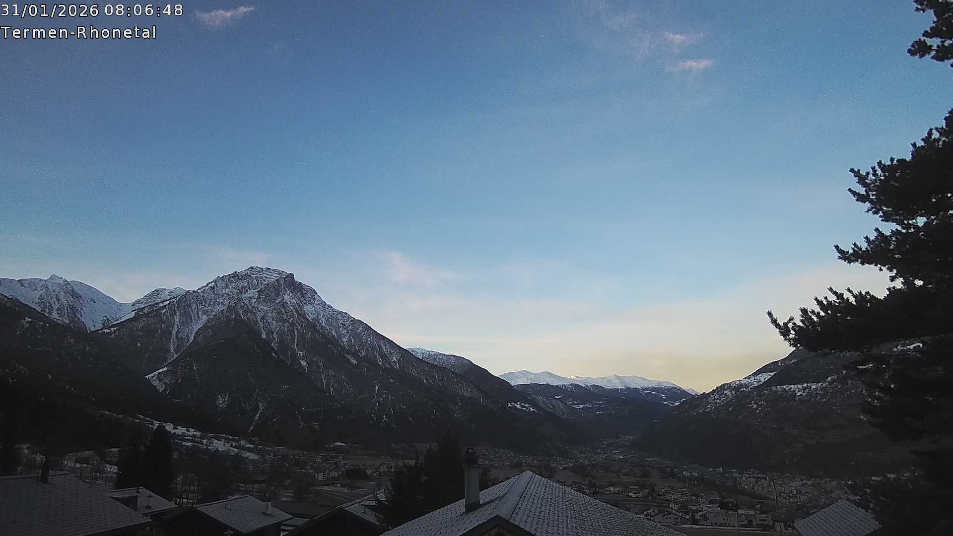 Archiv Foto Webcam Termen: Blick Richtung Süden ins Rhonetal