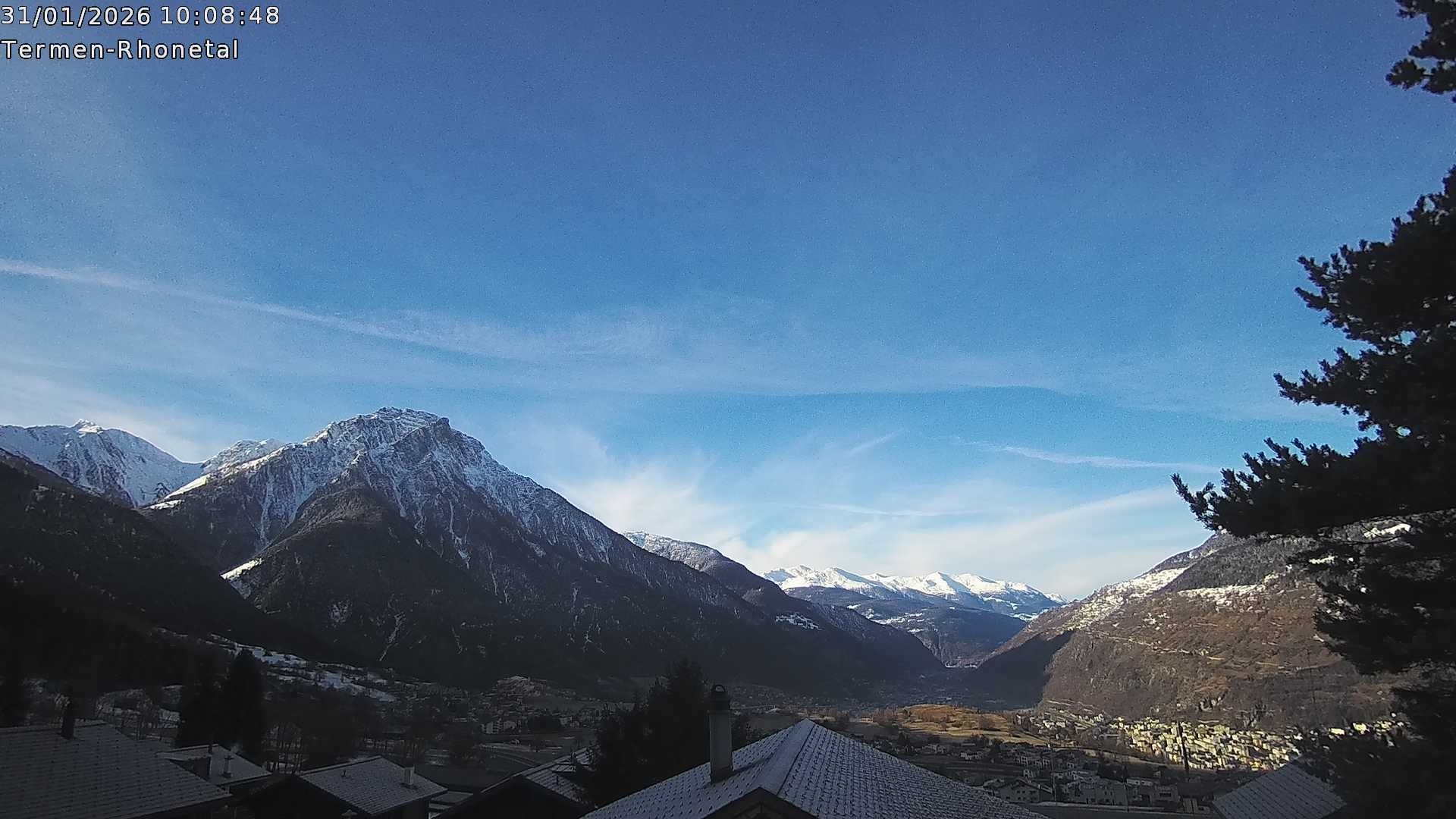 Archiv Foto Webcam Termen: Blick Richtung Süden ins Rhonetal