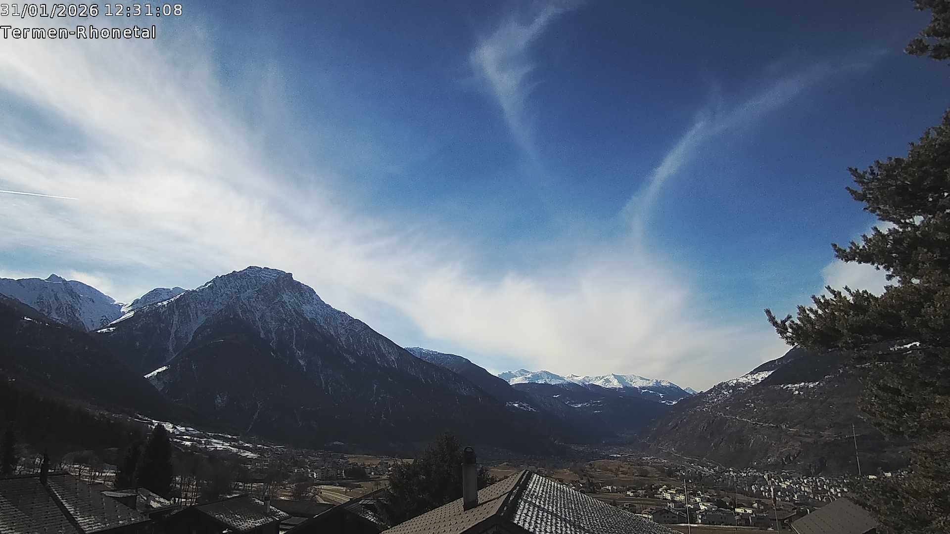 Archiv Foto Webcam Termen: Blick Richtung Süden ins Rhonetal