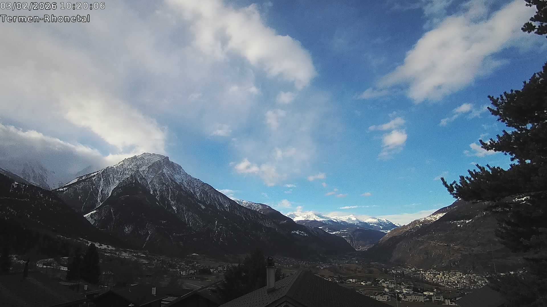 Archiv Foto Webcam Termen: Blick Richtung Süden ins Rhonetal