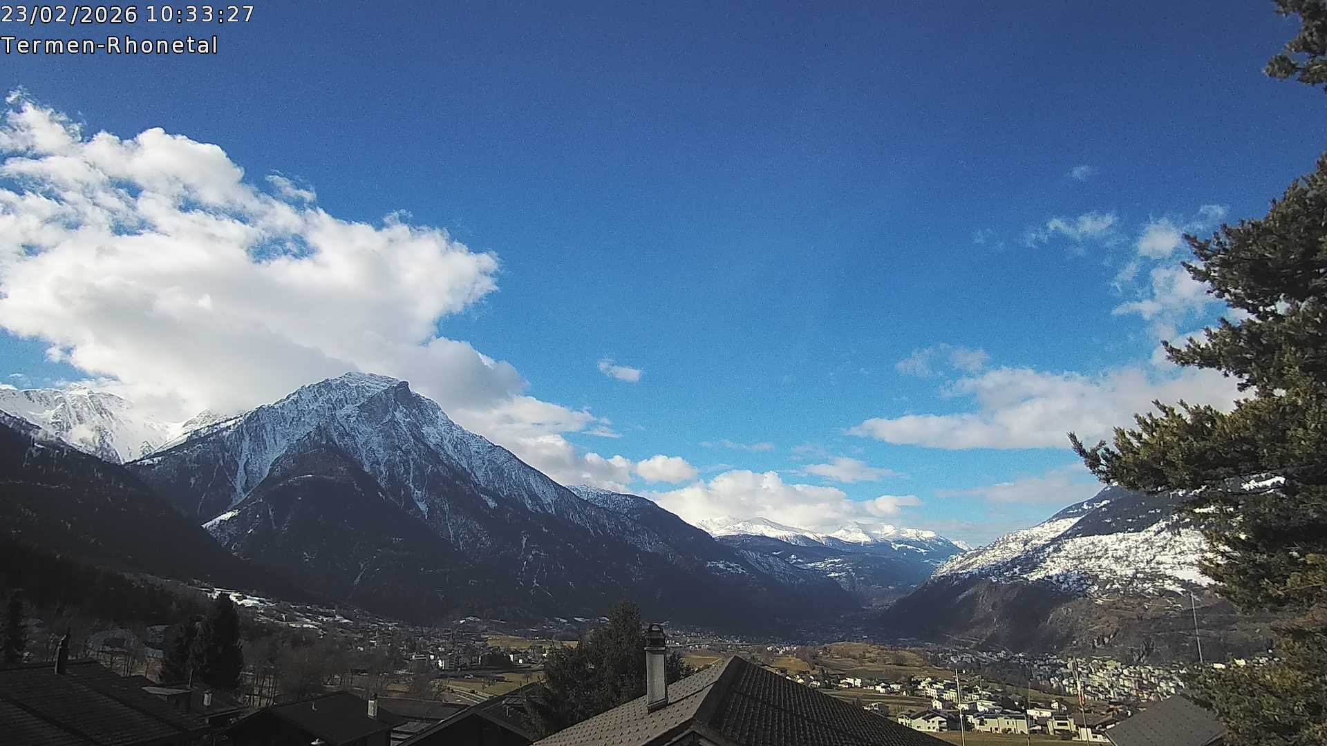 Archiv Foto Webcam Termen: Blick Richtung Süden ins Rhonetal