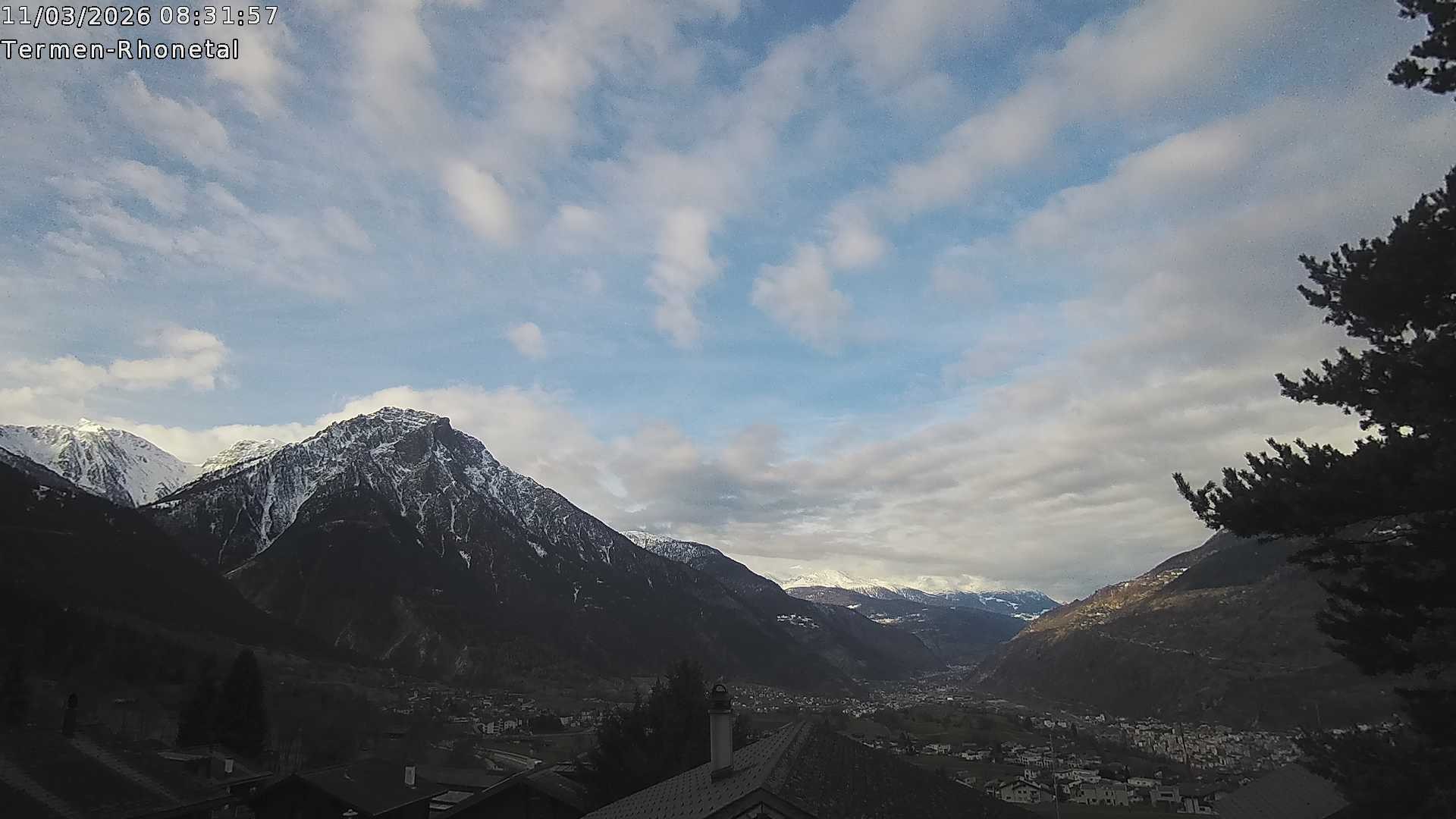 Archiv Foto Webcam Termen: Blick Richtung Süden ins Rhonetal