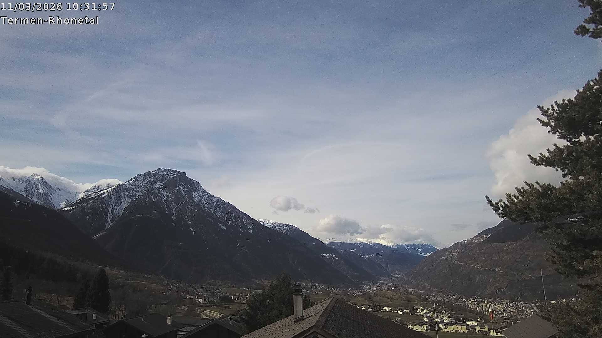 Archiv Foto Webcam Termen: Blick Richtung Süden ins Rhonetal