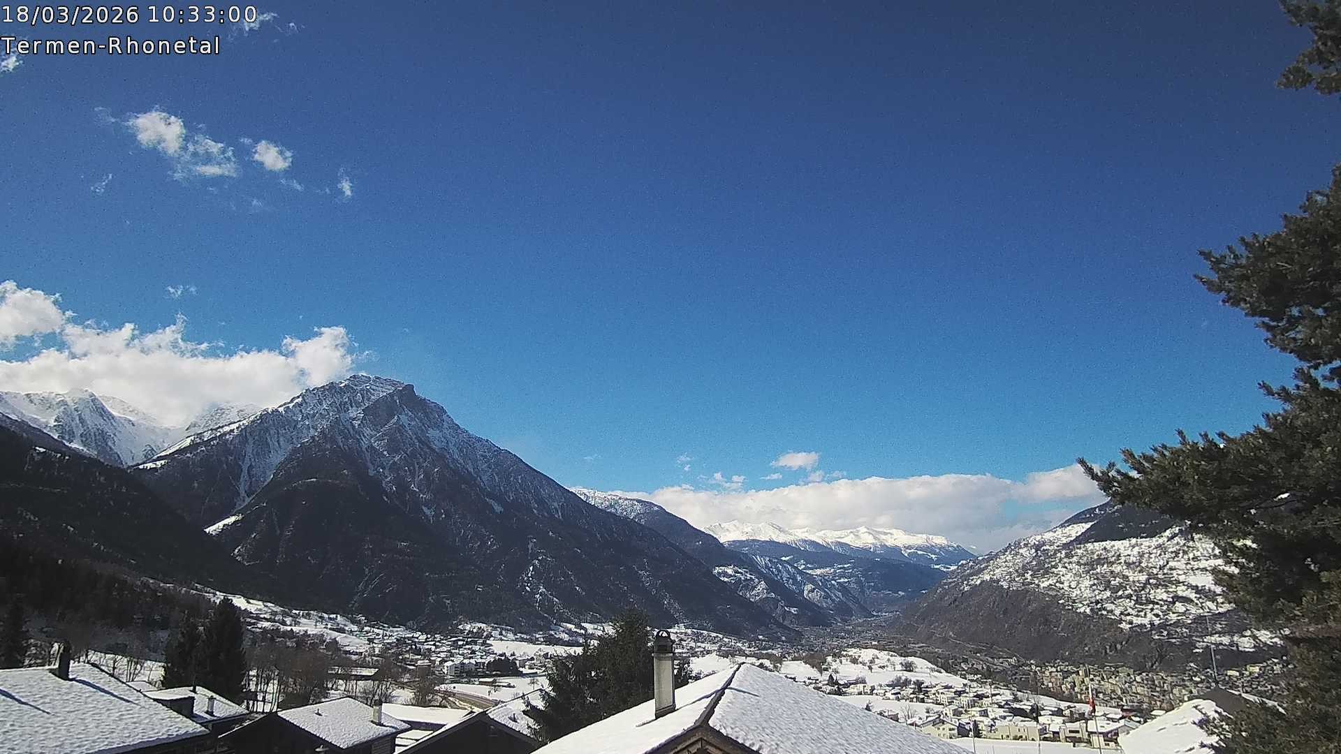 Archiv Foto Webcam Termen: Blick Richtung Süden ins Rhonetal
