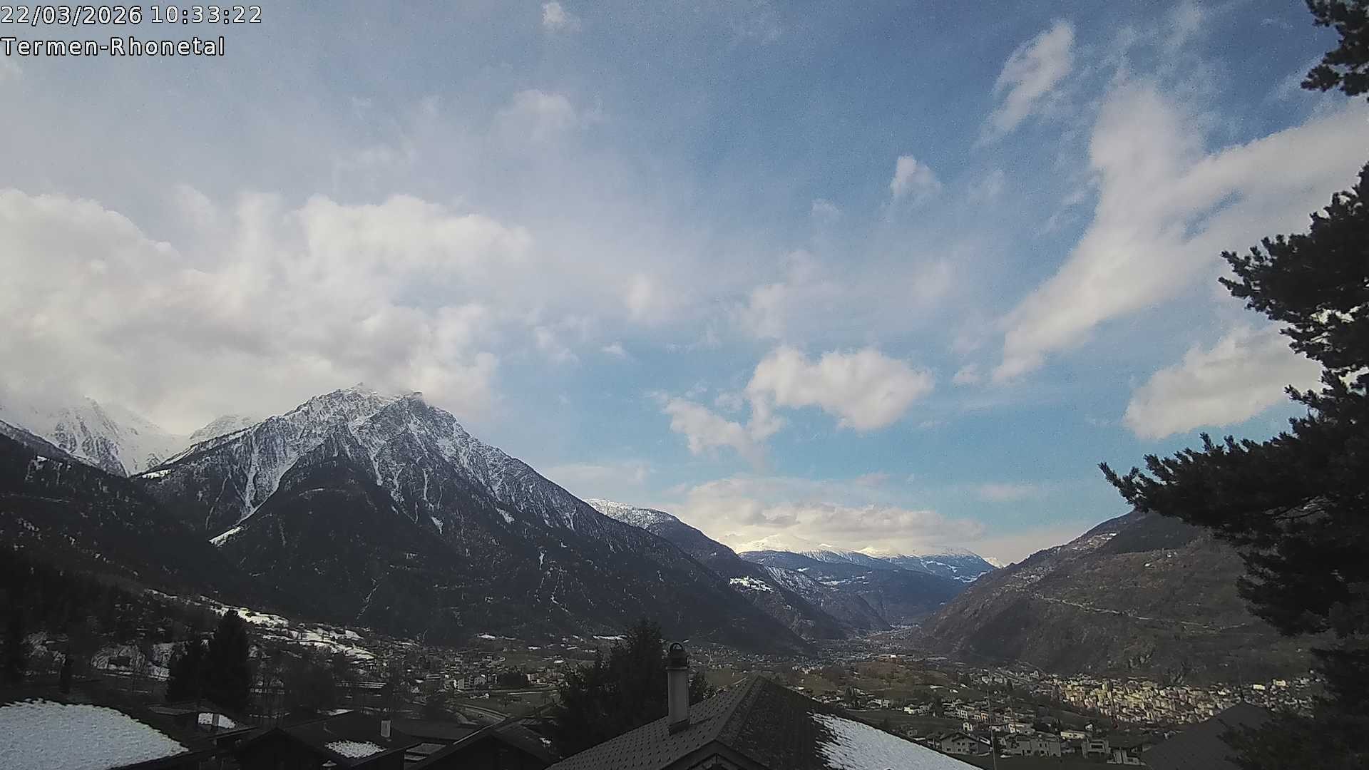 Archiv Foto Webcam Termen: Blick Richtung Süden ins Rhonetal