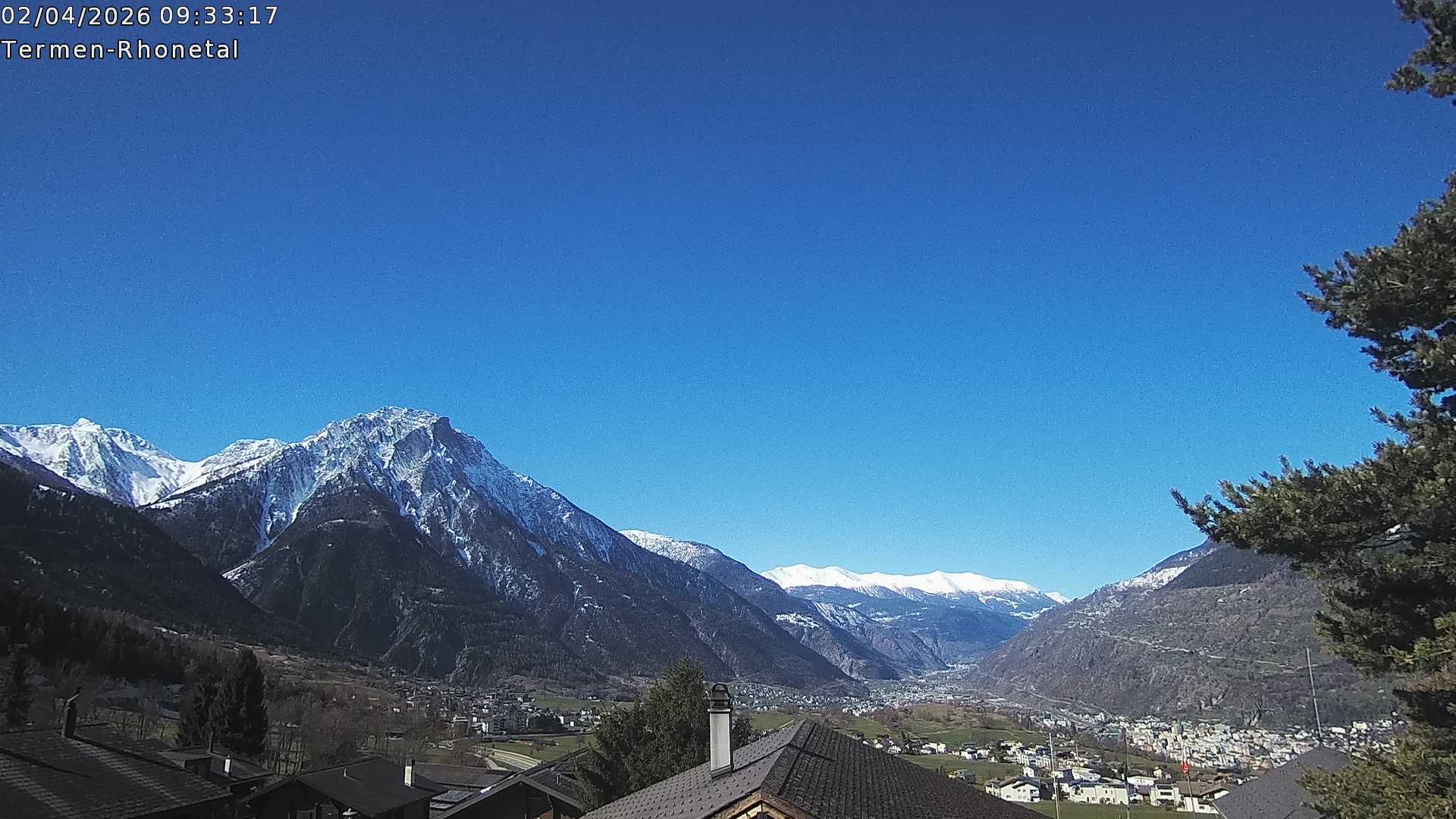 Archiv Foto Webcam Termen: Blick Richtung Süden ins Rhonetal