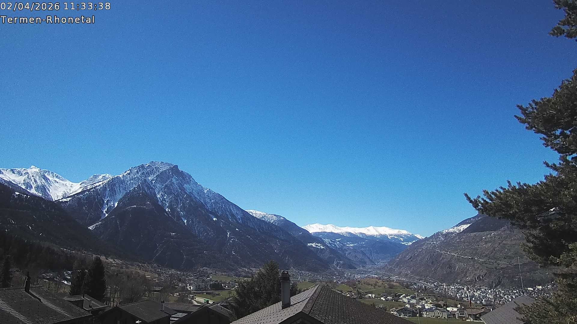 Archiv Foto Webcam Termen: Blick Richtung Süden ins Rhonetal