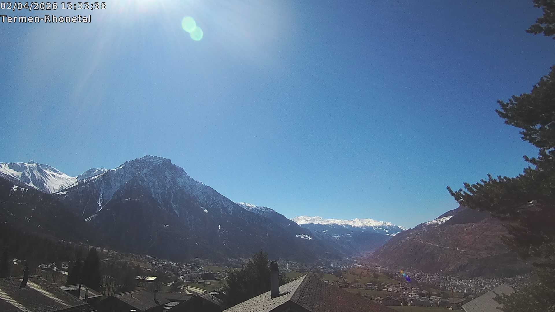 Archiv Foto Webcam Termen: Blick Richtung Süden ins Rhonetal