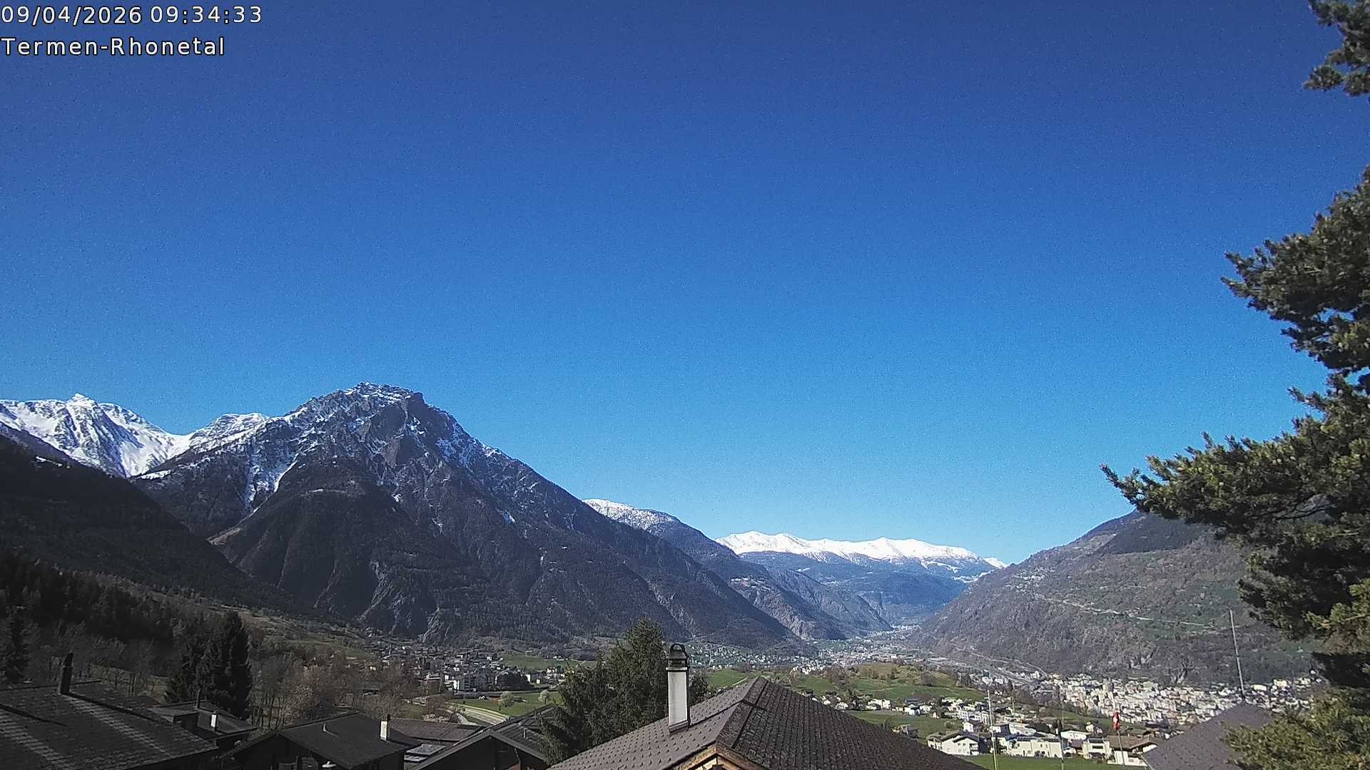 Archiv Foto Webcam Termen: Blick Richtung Süden ins Rhonetal