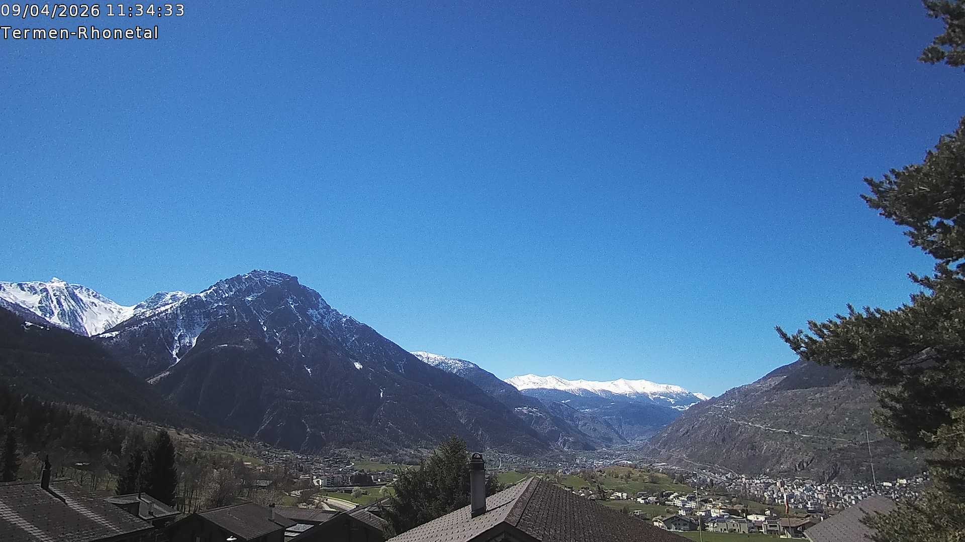 Archiv Foto Webcam Termen: Blick Richtung Süden ins Rhonetal