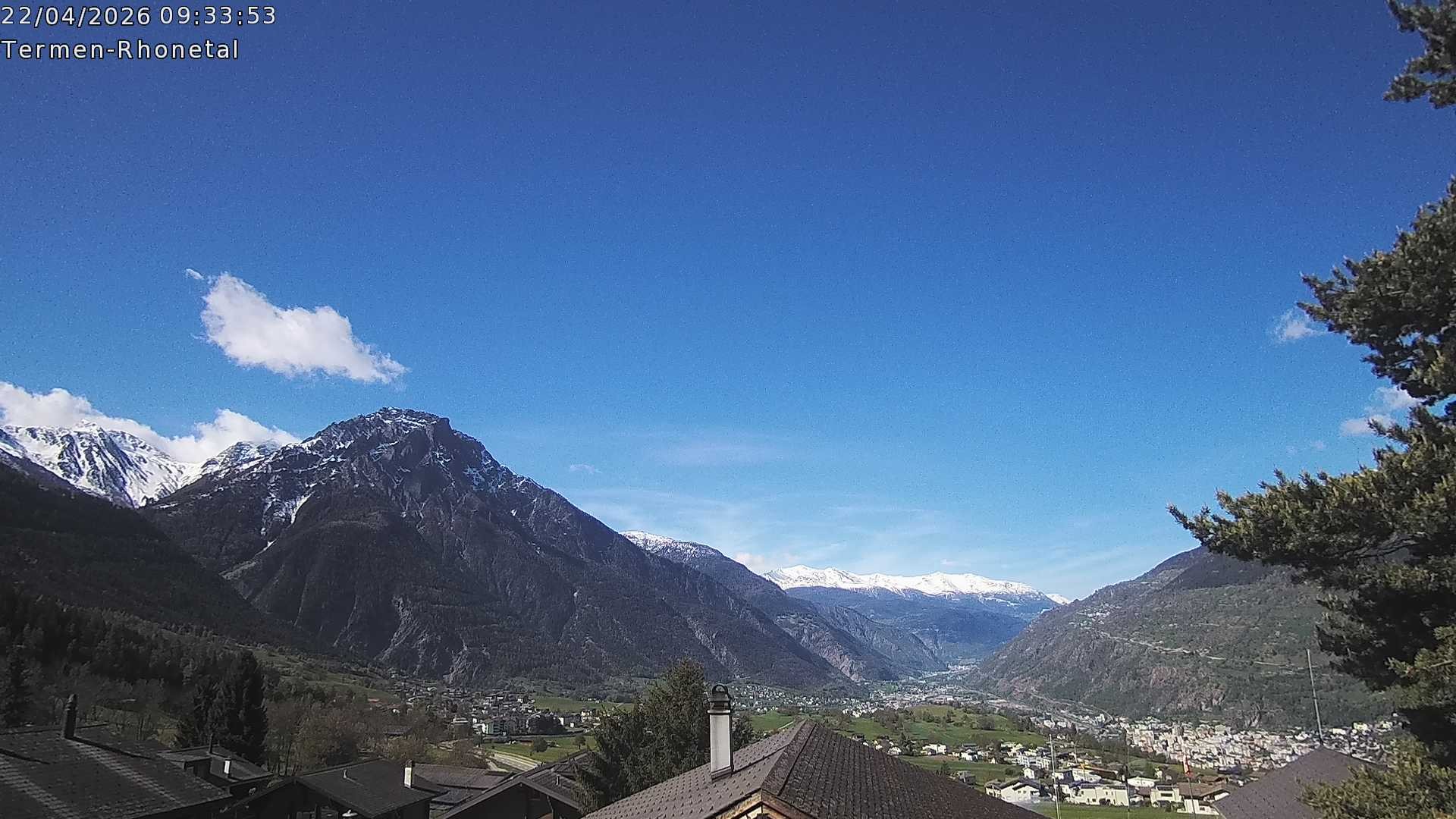 Archiv Foto Webcam Termen: Blick Richtung Süden ins Rhonetal