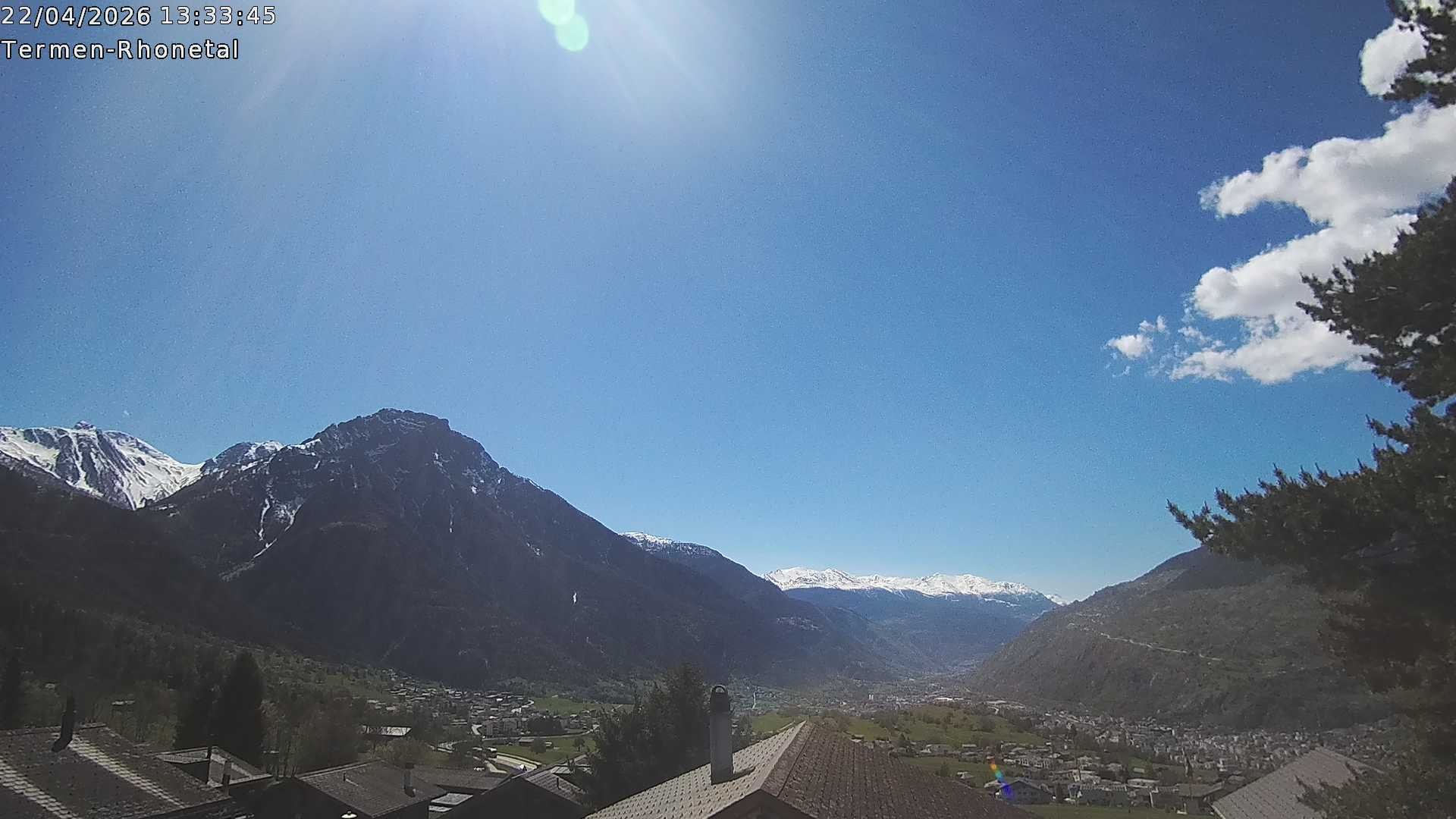 Archiv Foto Webcam Termen: Blick Richtung Süden ins Rhonetal