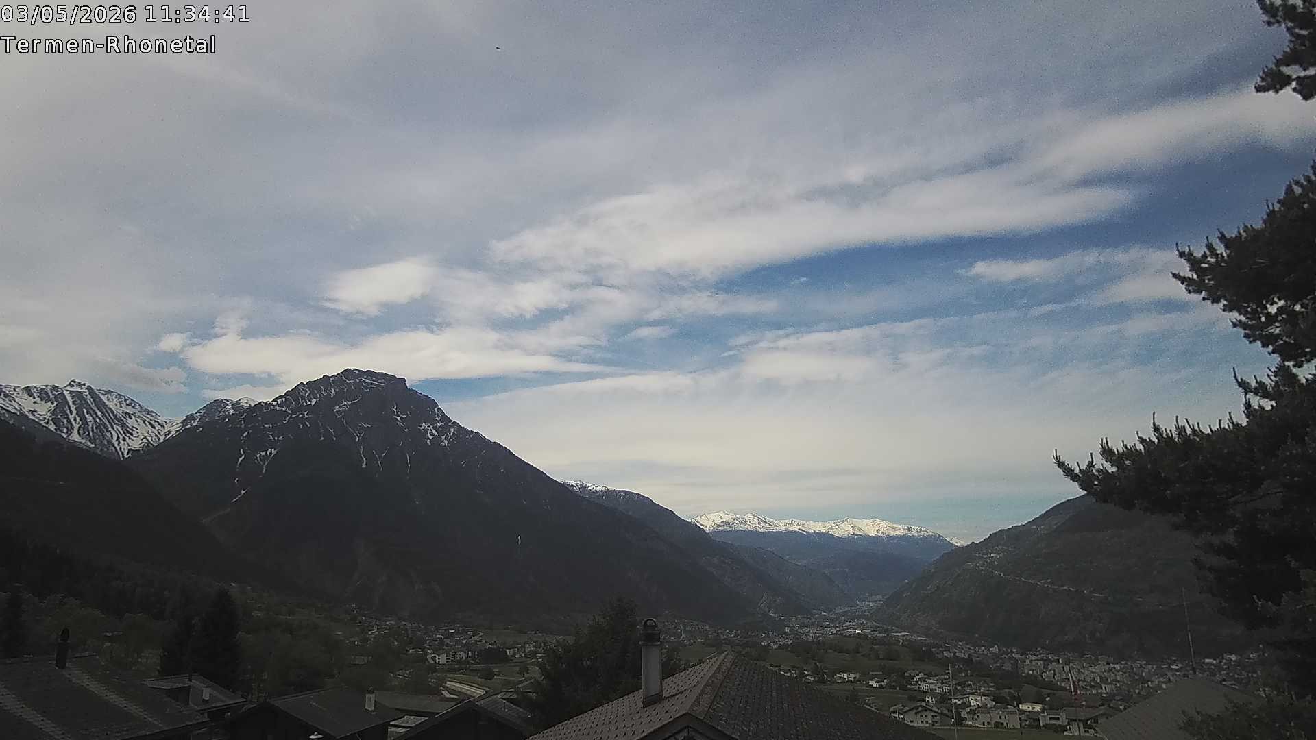 Archiv Foto Webcam Termen: Blick Richtung Süden ins Rhonetal