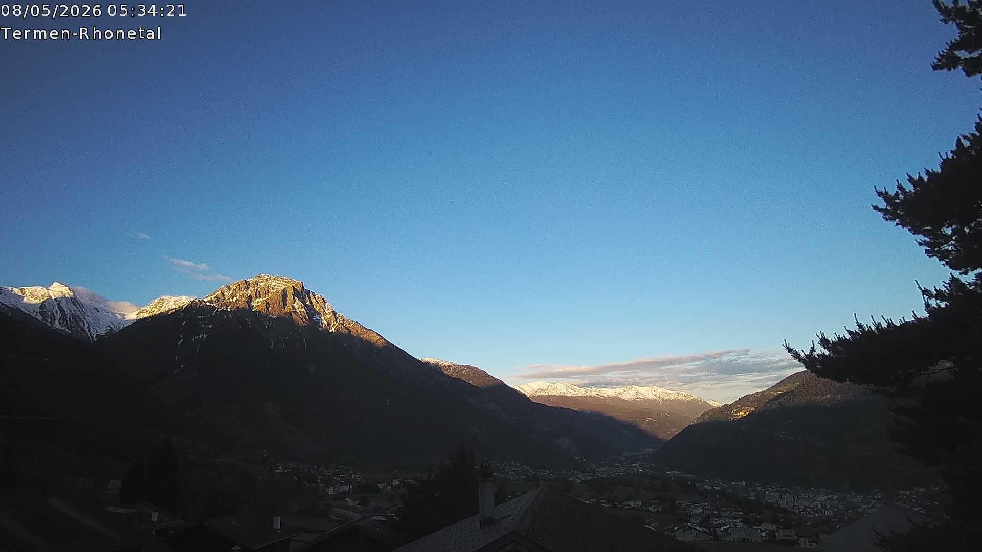 Archiv Foto Webcam Termen: Blick Richtung Süden ins Rhonetal