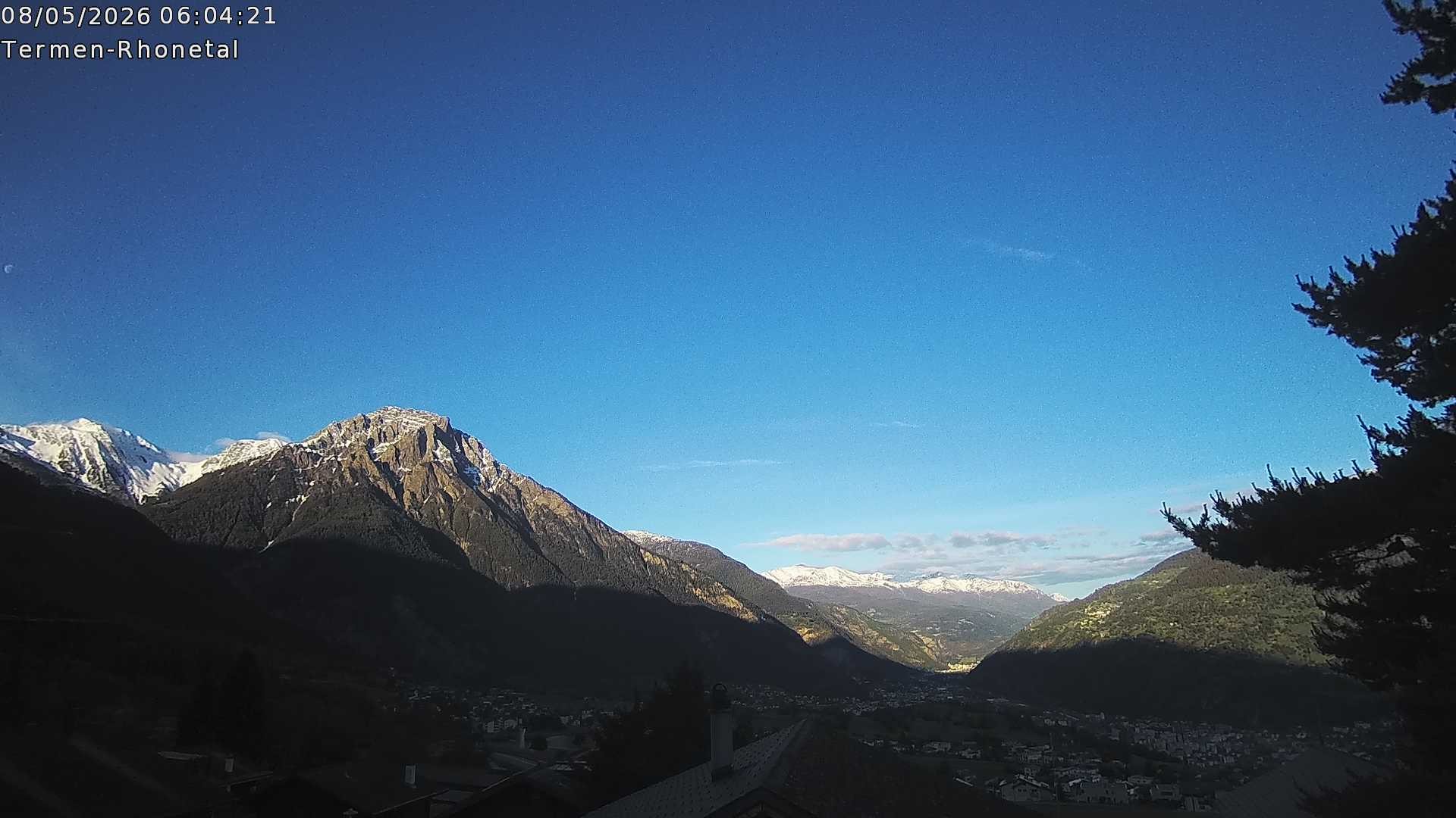 Archiv Foto Webcam Termen: Blick Richtung Süden ins Rhonetal