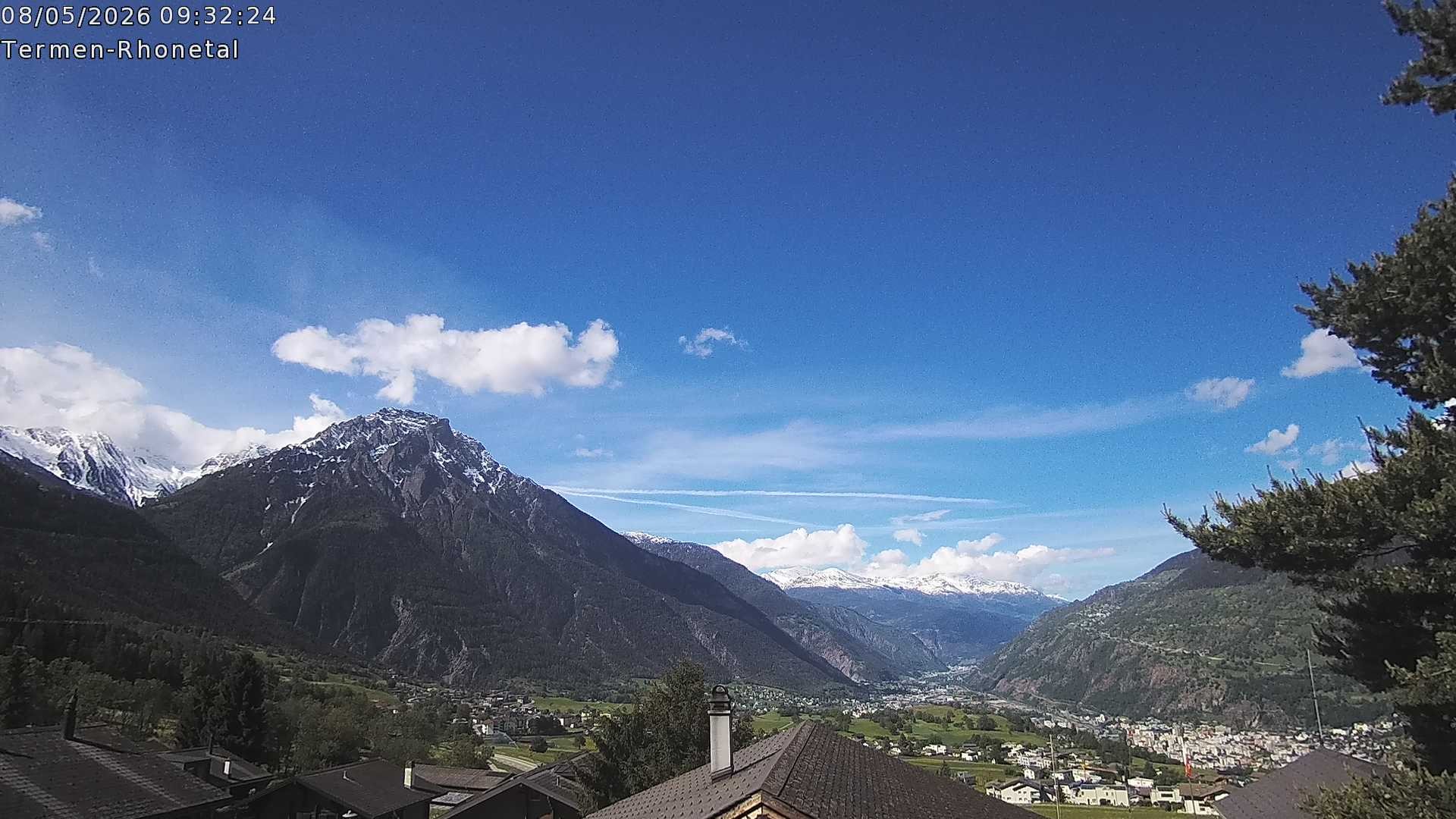 Archiv Foto Webcam Termen: Blick Richtung Süden ins Rhonetal