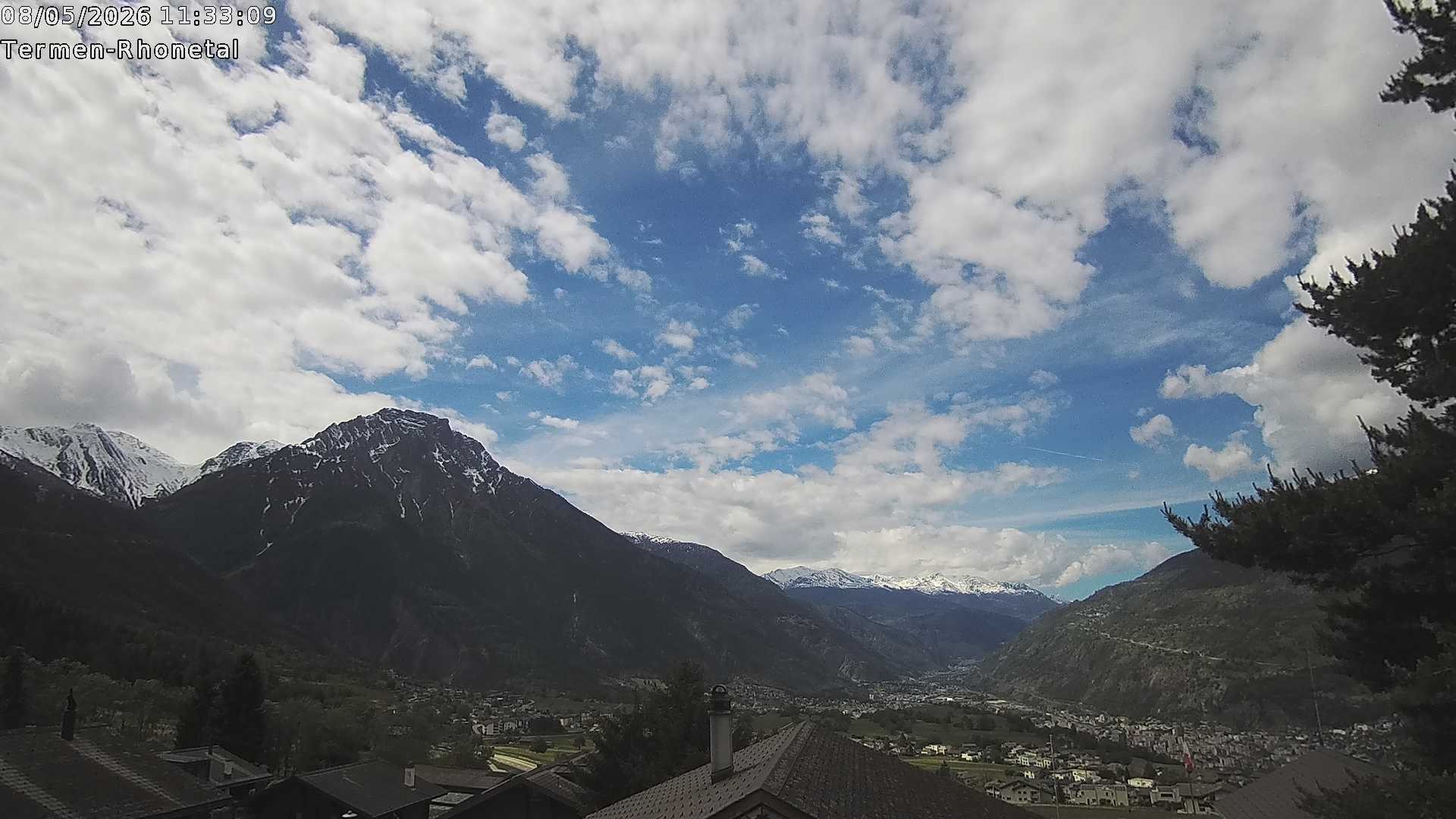Archiv Foto Webcam Termen: Blick Richtung Süden ins Rhonetal