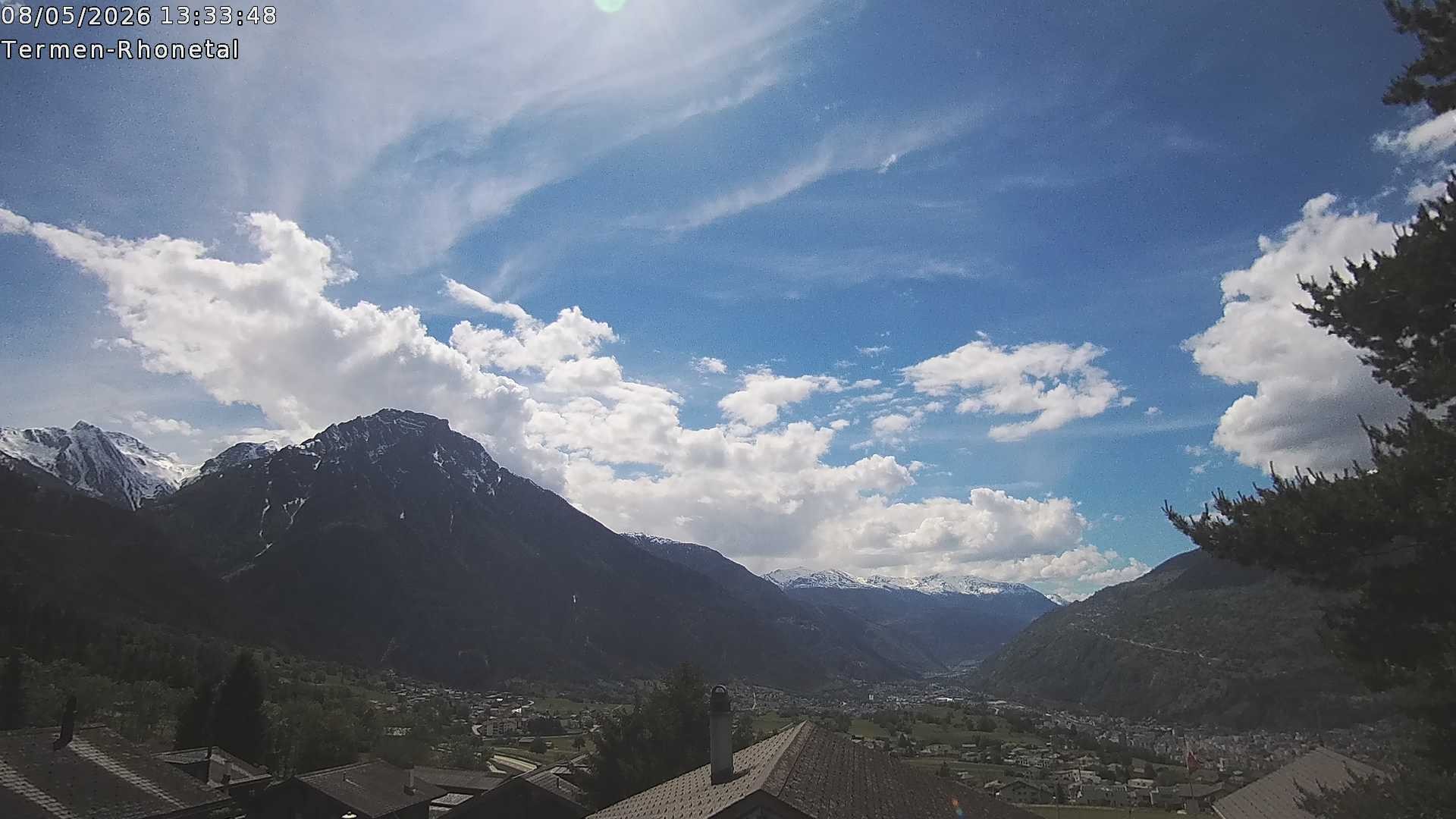 Archiv Foto Webcam Termen: Blick Richtung Süden ins Rhonetal