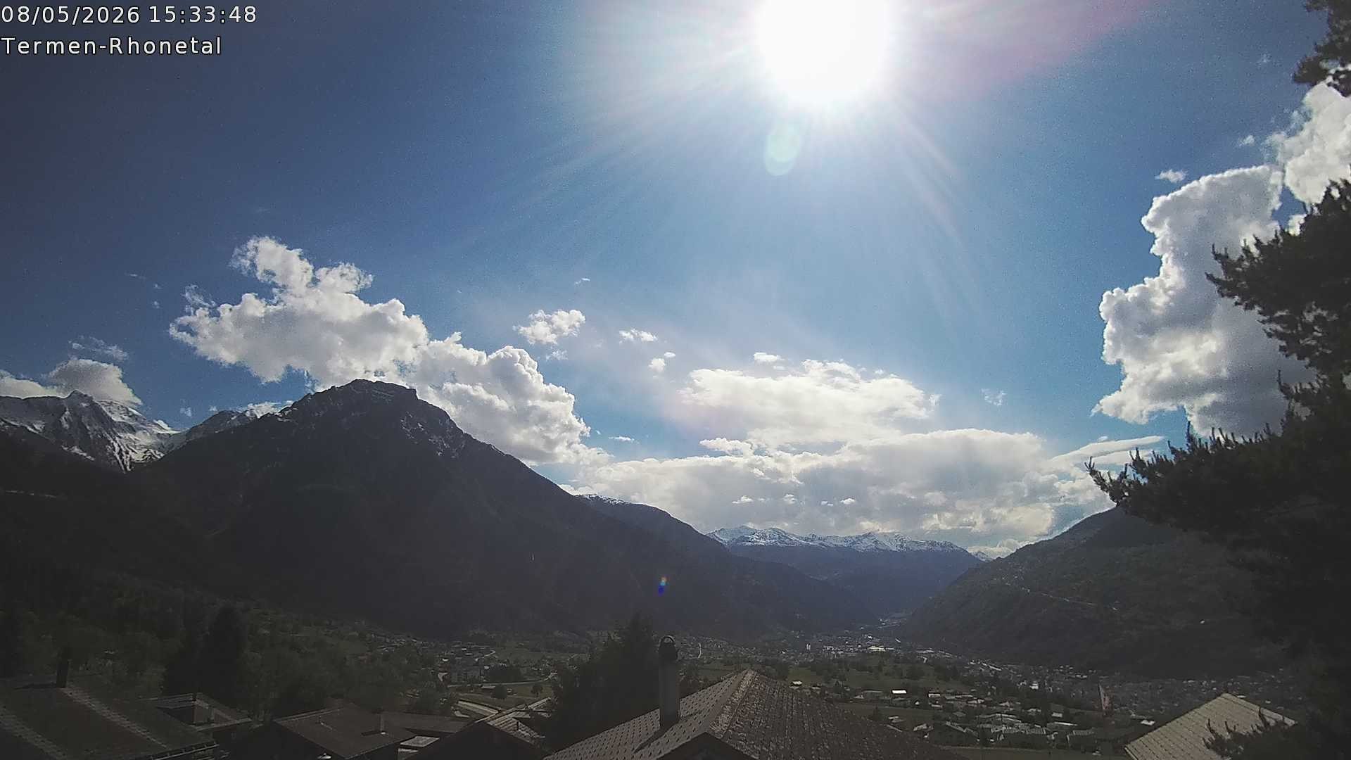Archiv Foto Webcam Termen: Blick Richtung Süden ins Rhonetal