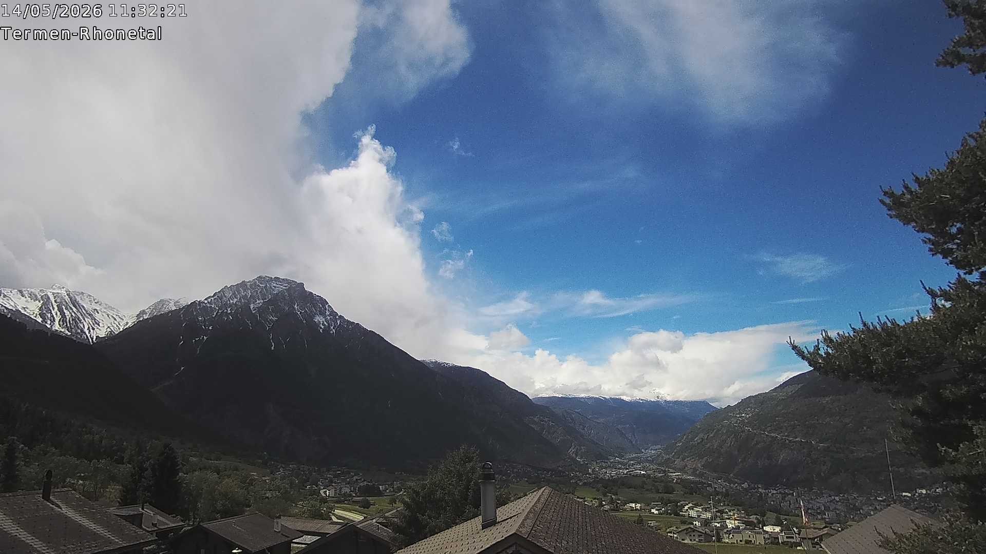 Archiv Foto Webcam Termen: Blick Richtung Süden ins Rhonetal