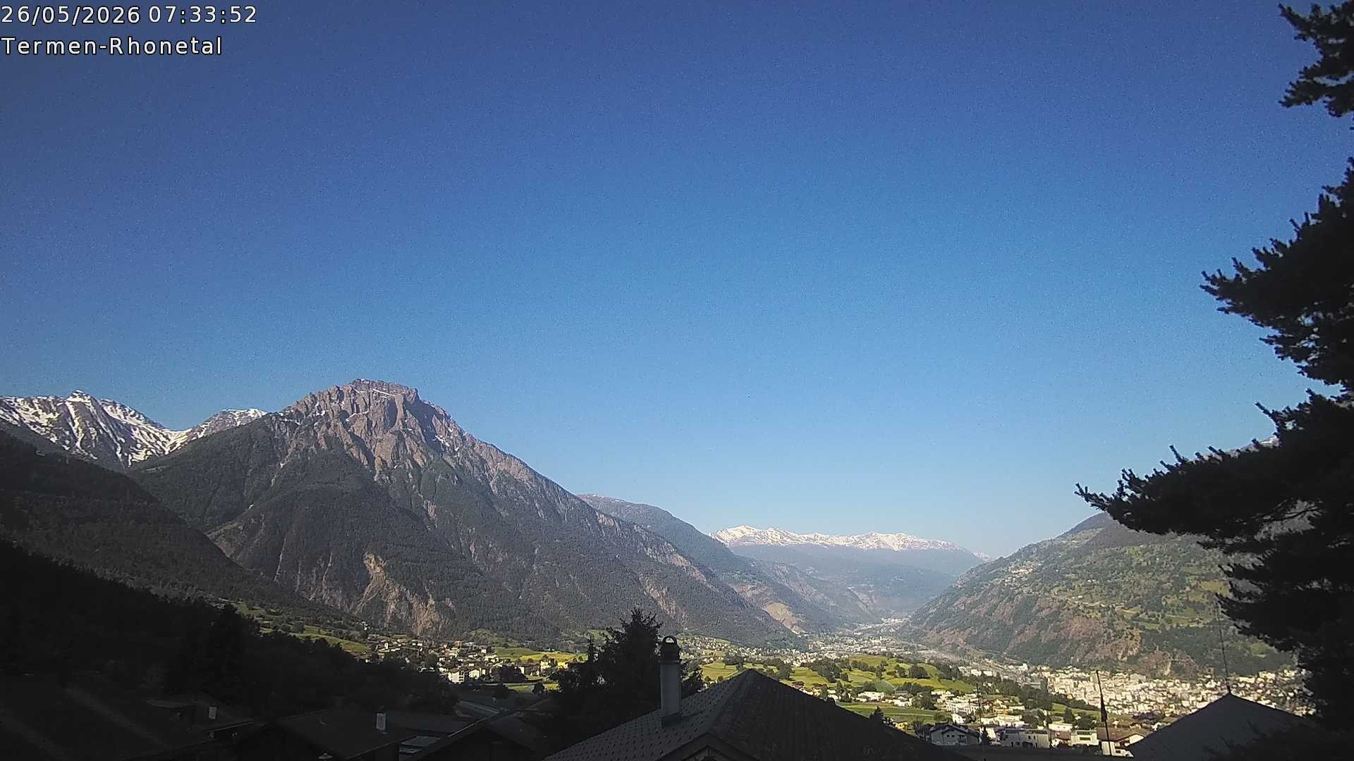Archiv Foto Webcam Termen: Blick Richtung Süden ins Rhonetal
