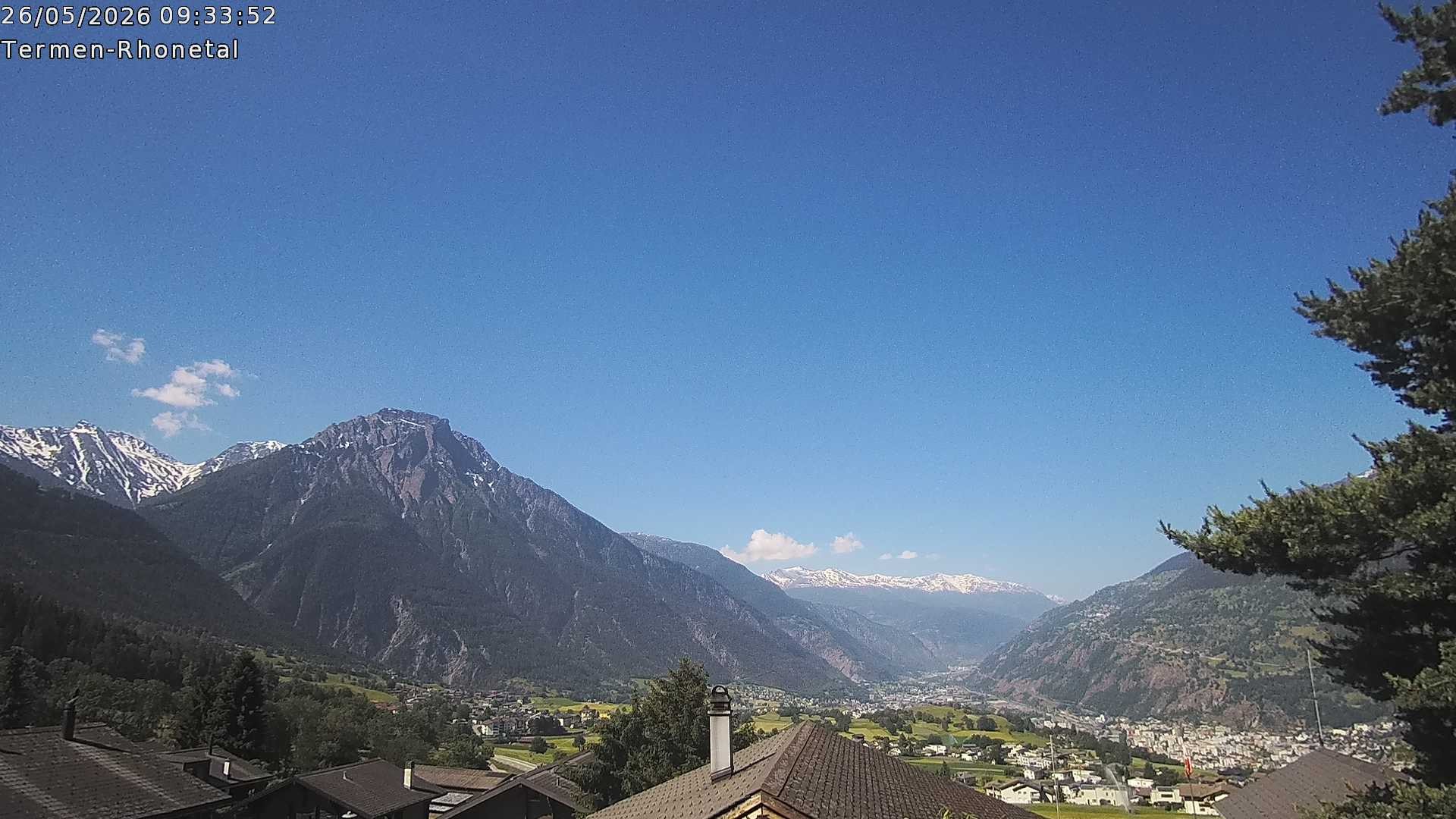 Archiv Foto Webcam Termen: Blick Richtung Süden ins Rhonetal