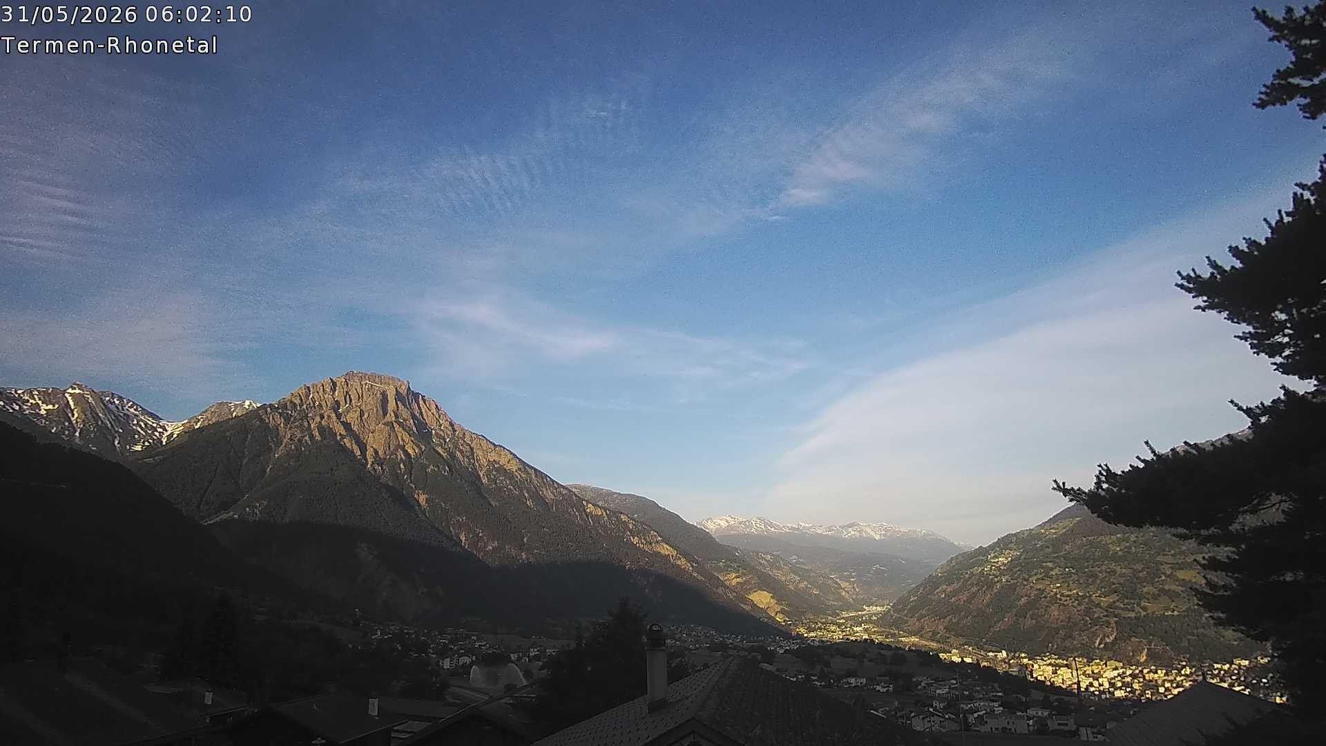Archiv Foto Webcam Termen: Blick Richtung Süden ins Rhonetal