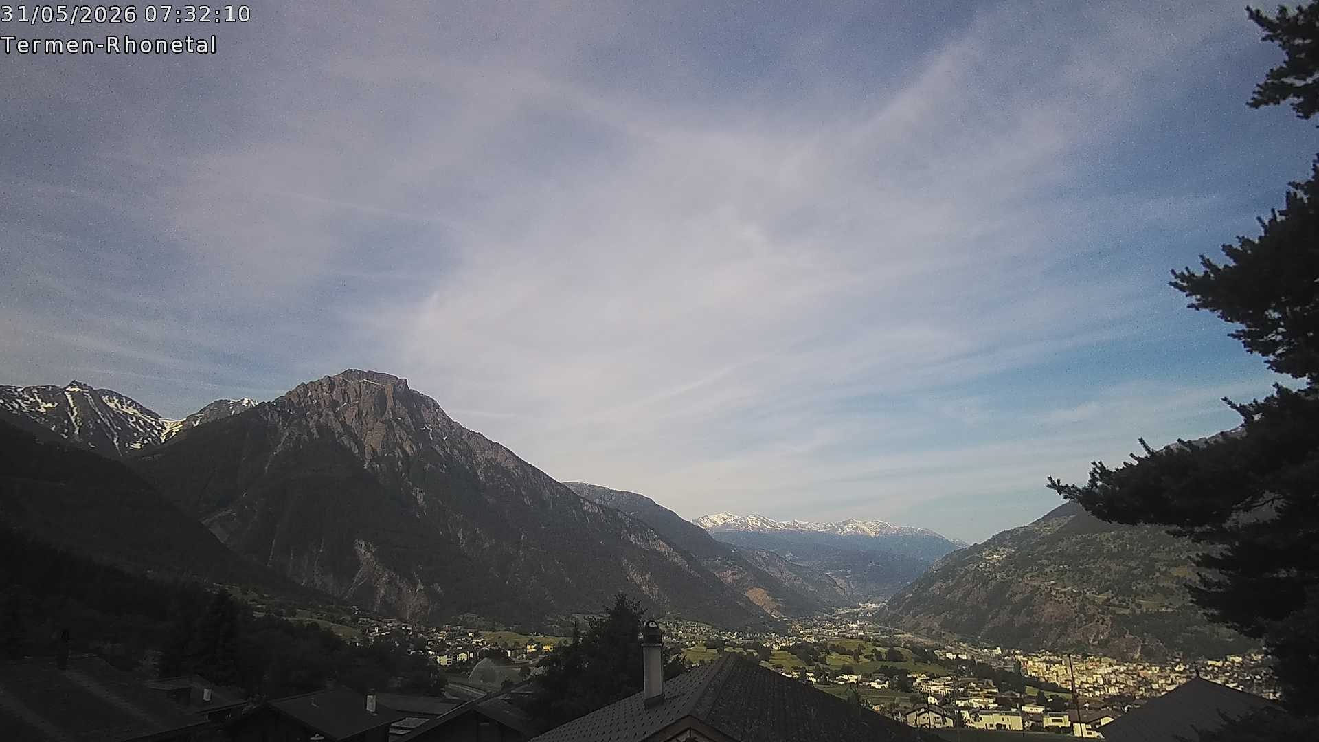 Archiv Foto Webcam Termen: Blick Richtung Süden ins Rhonetal