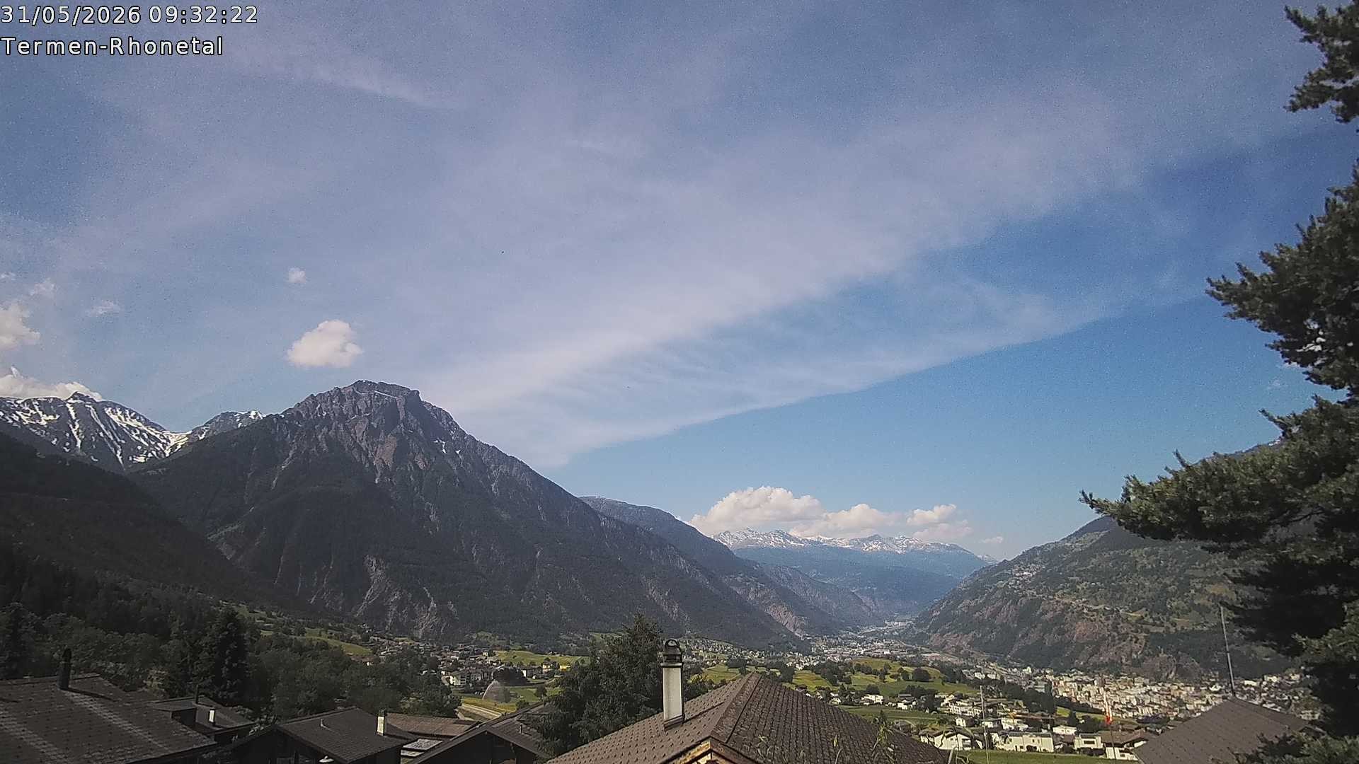 Archiv Foto Webcam Termen: Blick Richtung Süden ins Rhonetal