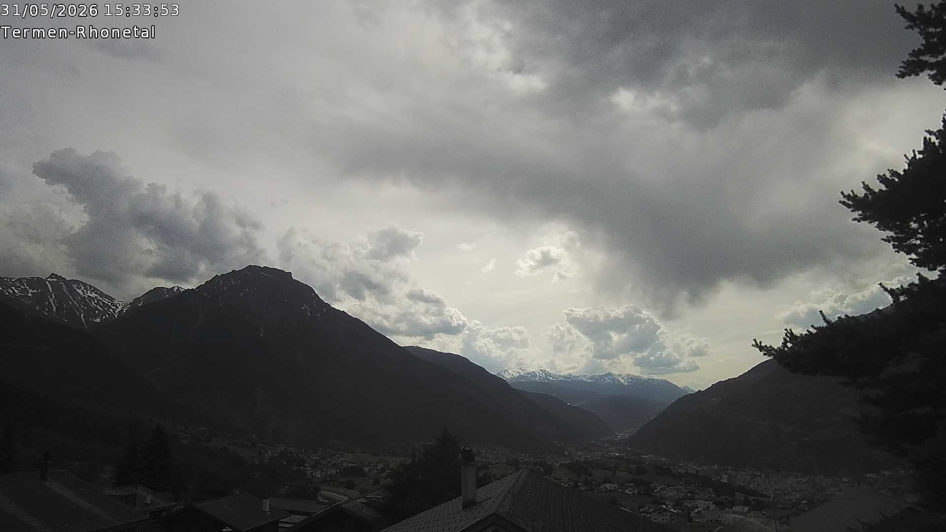 Archiv Foto Webcam Termen: Blick Richtung Süden ins Rhonetal