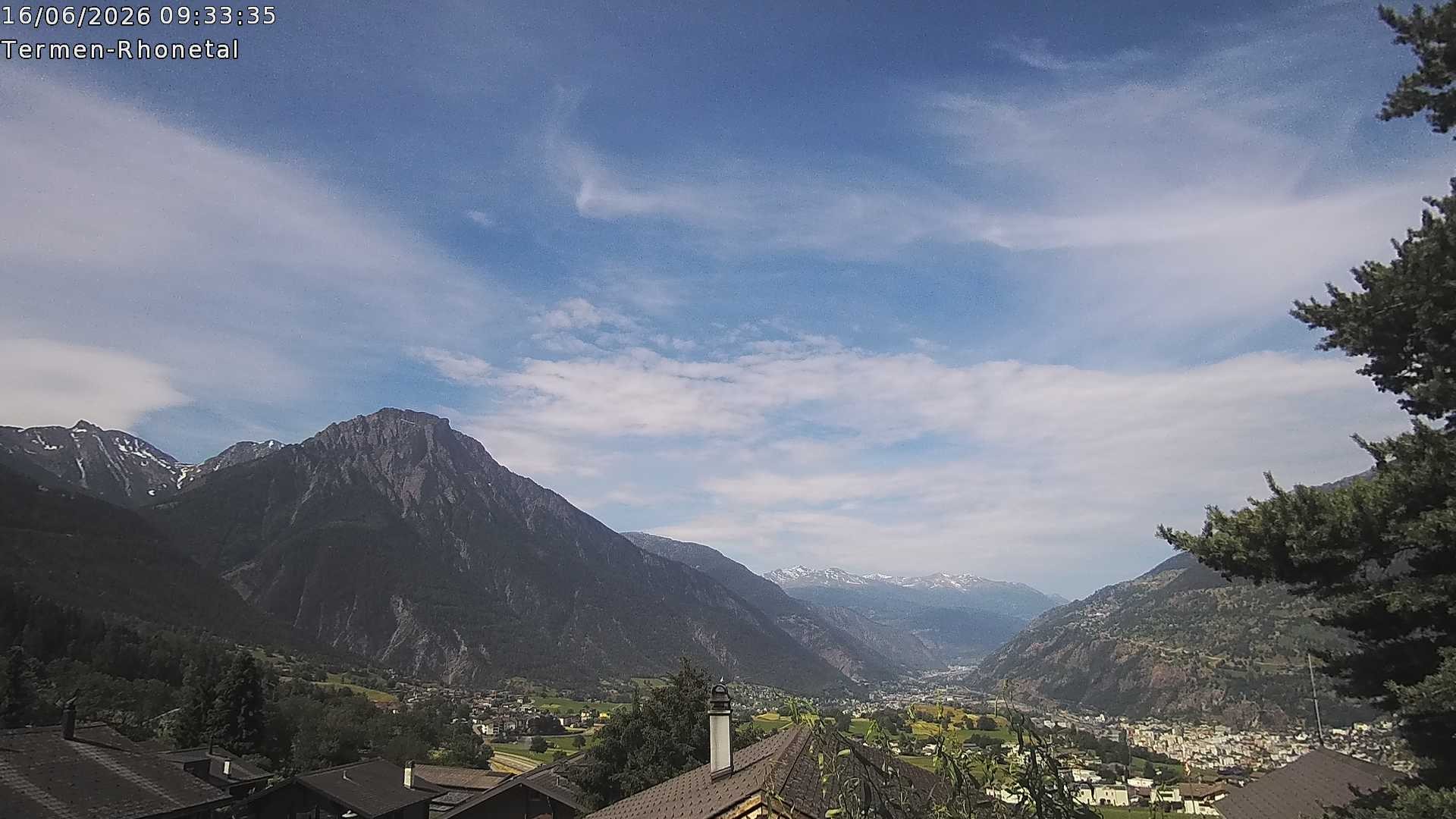 Archiv Foto Webcam Termen: Blick Richtung Süden ins Rhonetal