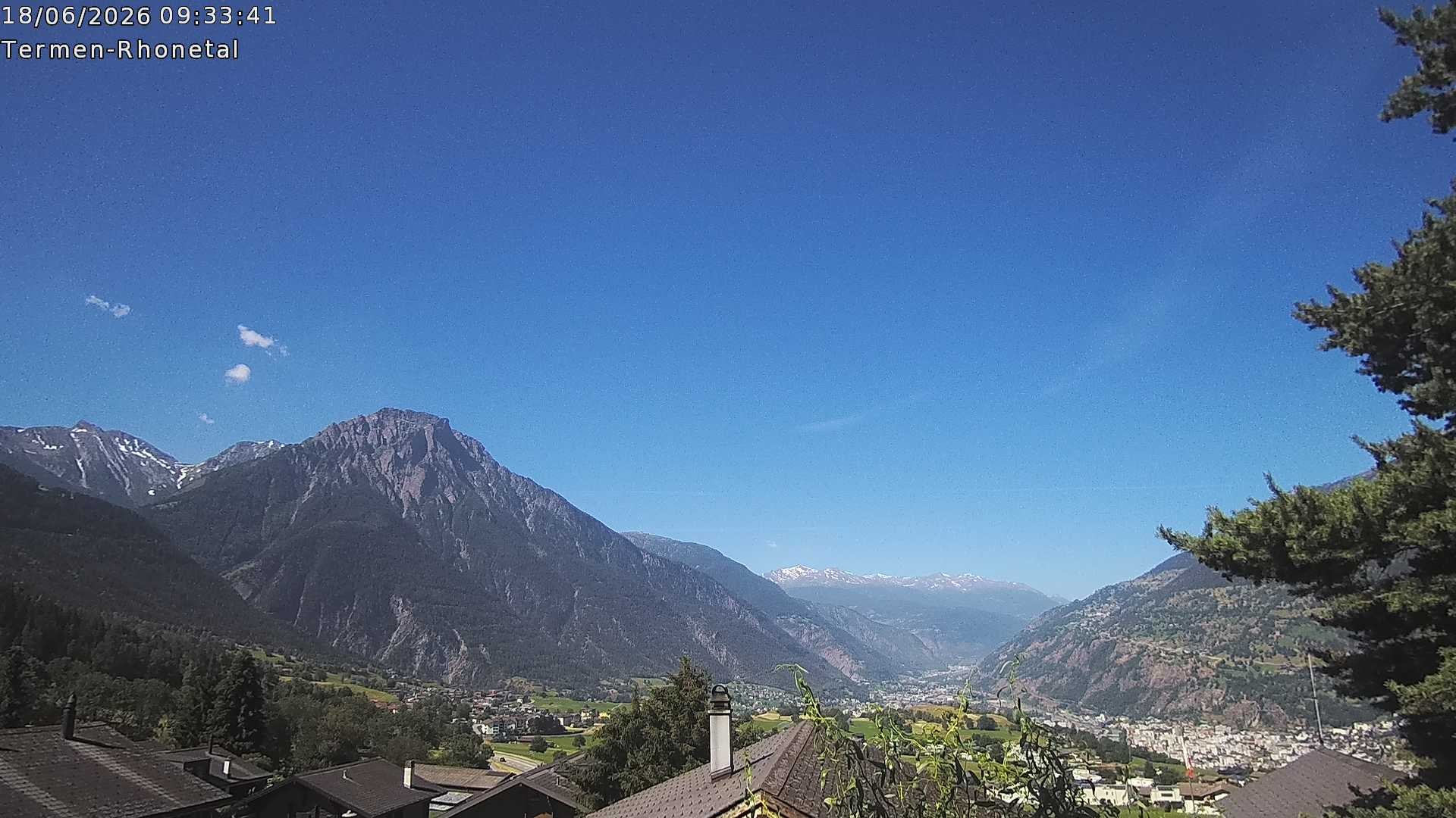 Archiv Foto Webcam Termen: Blick Richtung Süden ins Rhonetal