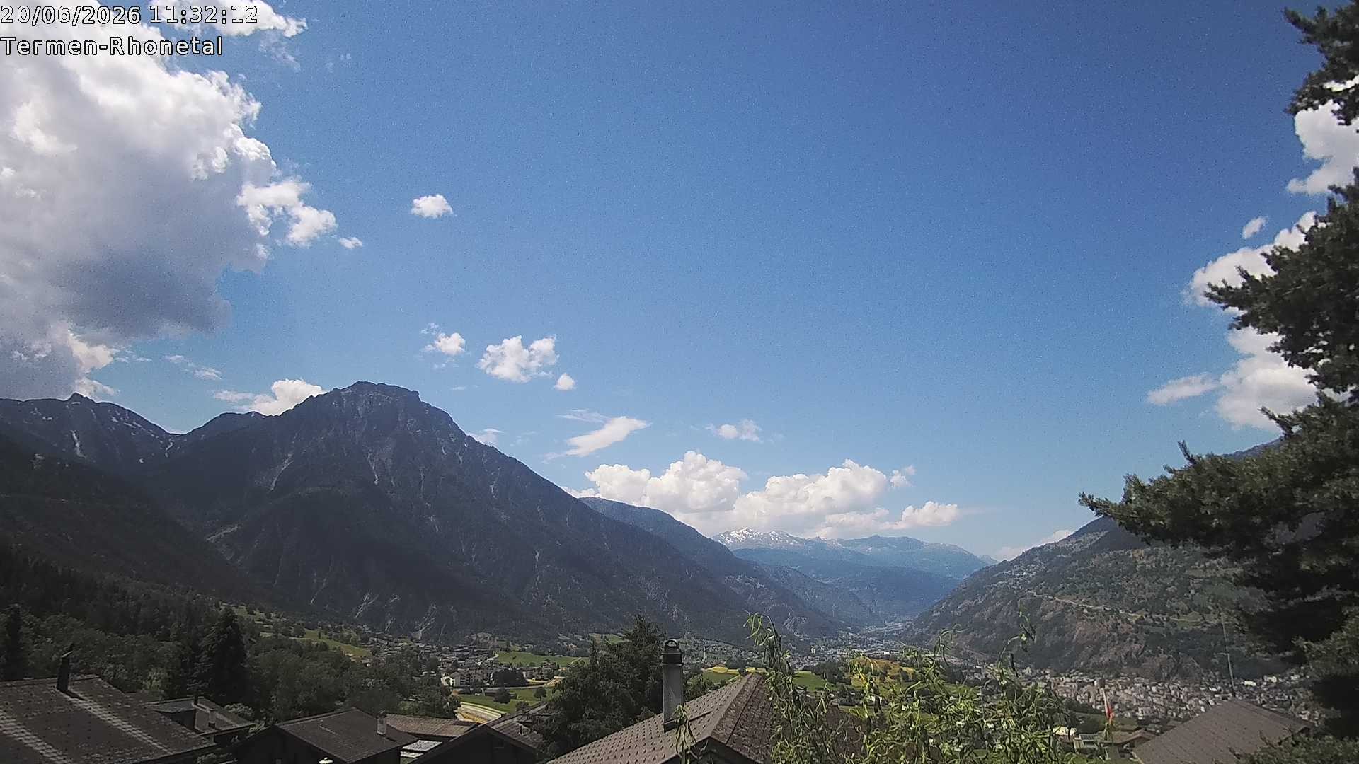 Archiv Foto Webcam Termen: Blick Richtung Süden ins Rhonetal