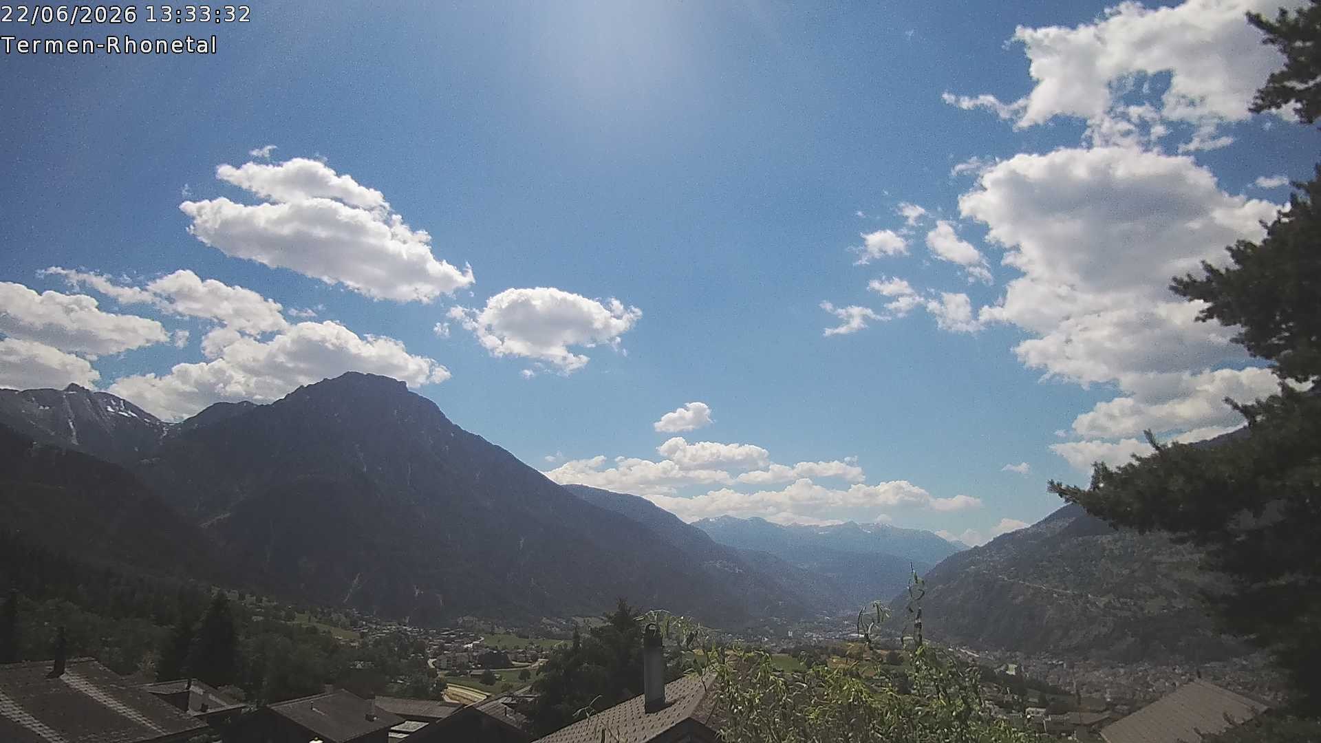Archiv Foto Webcam Termen: Blick Richtung Süden ins Rhonetal