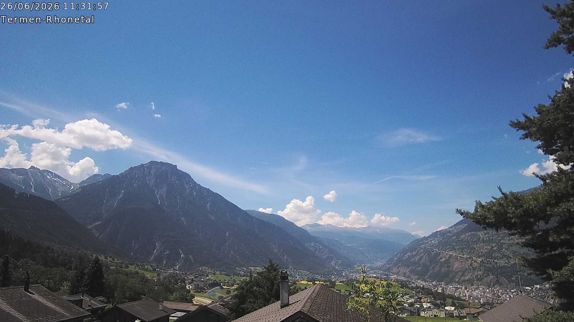 Archiv Foto Webcam Termen: Blick Richtung Süden ins Rhonetal
