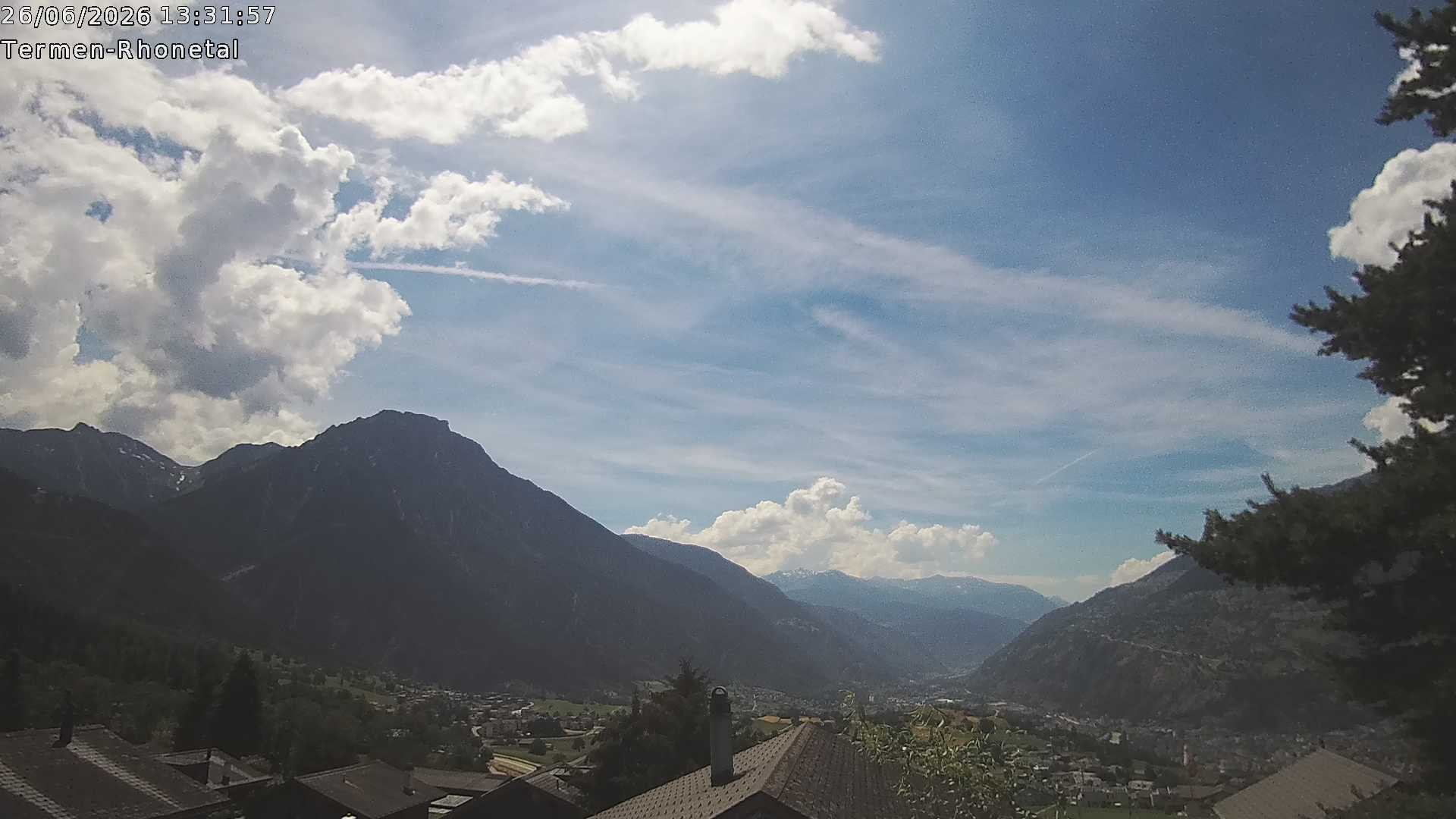 Archiv Foto Webcam Termen: Blick Richtung Süden ins Rhonetal