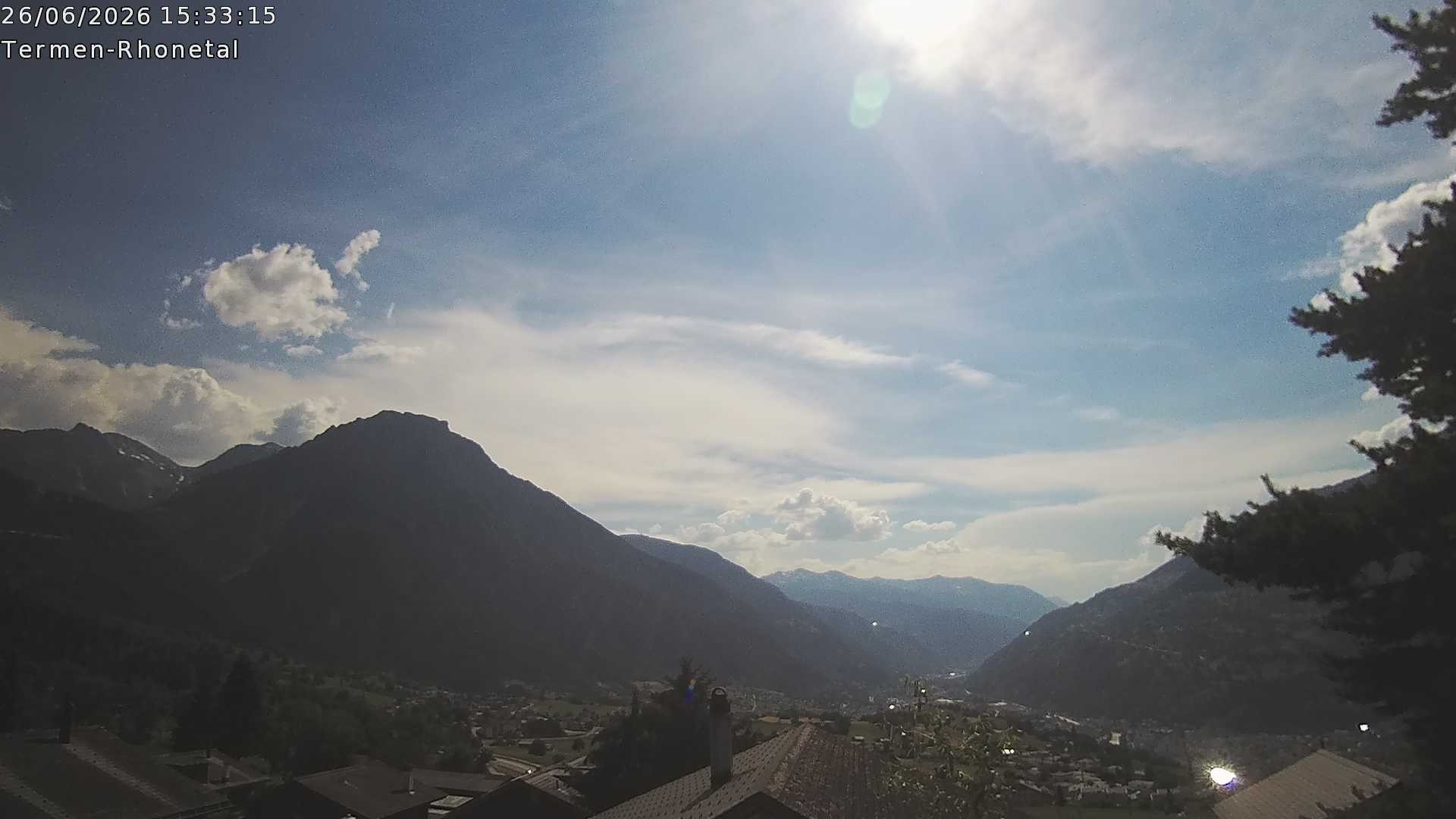 Archiv Foto Webcam Termen: Blick Richtung Süden ins Rhonetal