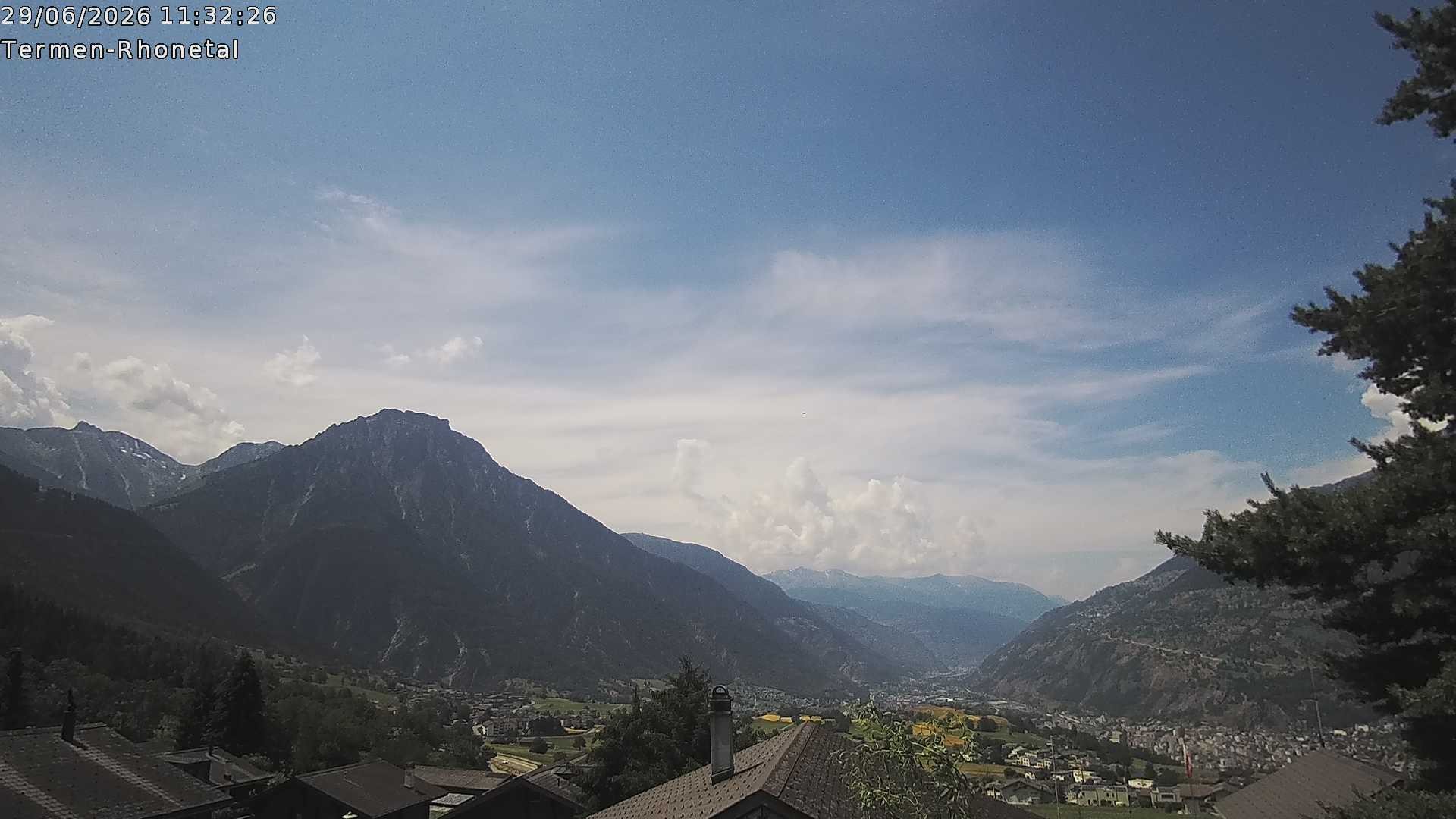 Archiv Foto Webcam Termen: Blick Richtung Süden ins Rhonetal