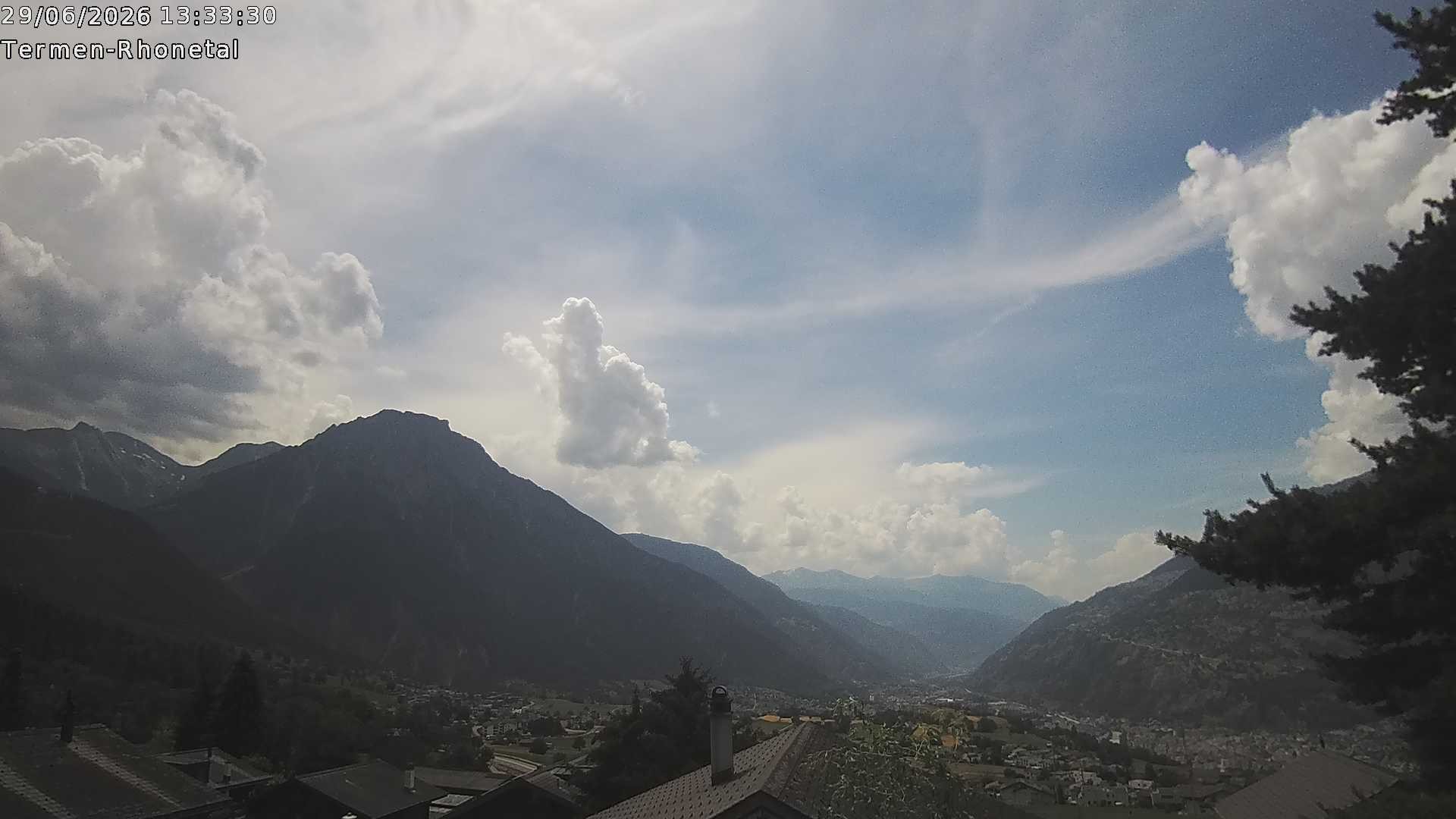 Archiv Foto Webcam Termen: Blick Richtung Süden ins Rhonetal