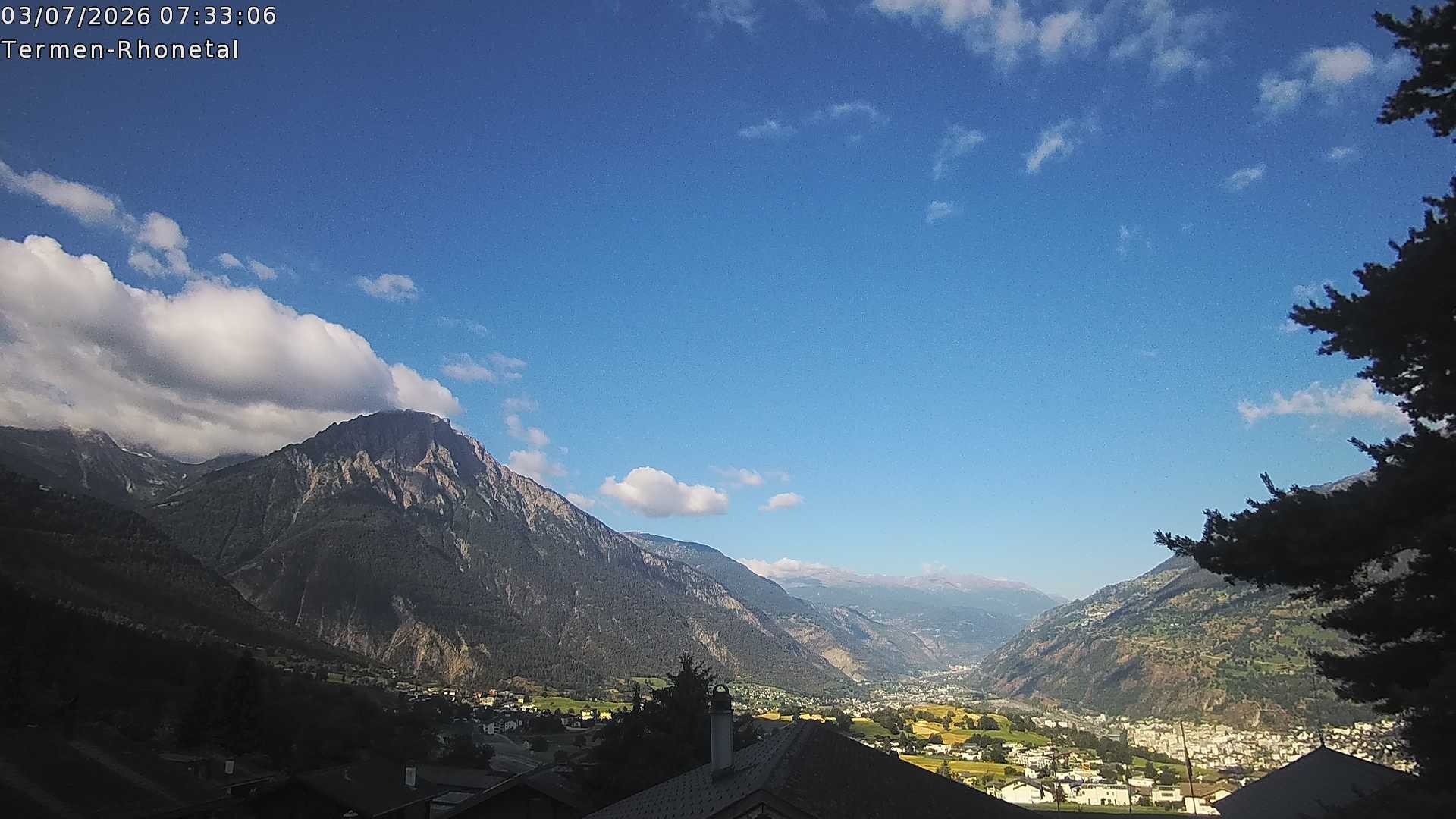 Archiv Foto Webcam Termen: Blick Richtung Süden ins Rhonetal