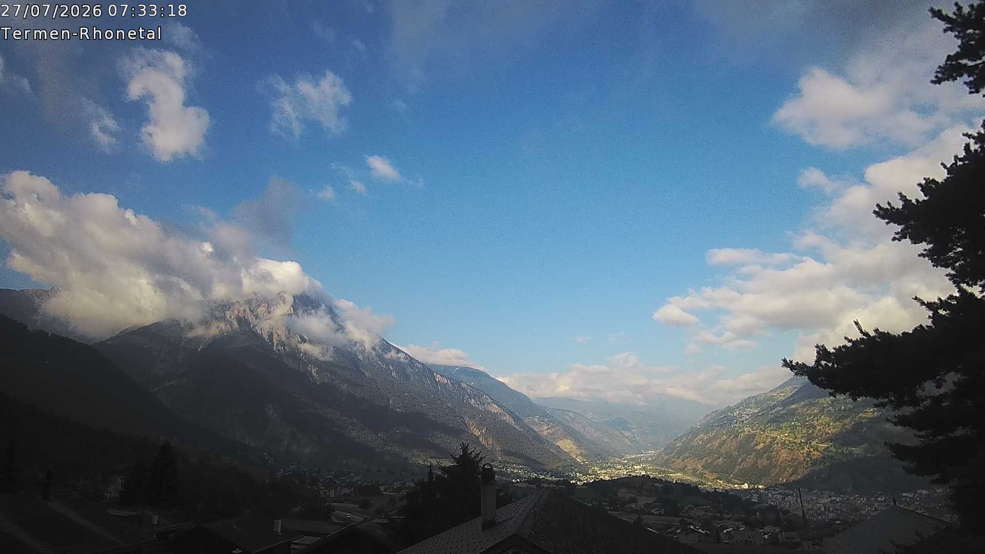 Archiv Foto Webcam Termen: Blick Richtung Süden ins Rhonetal
