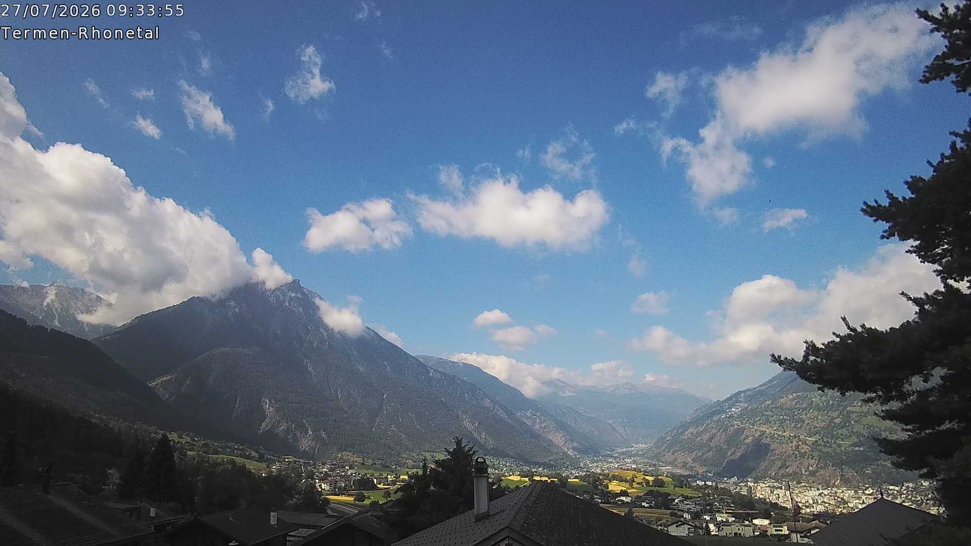 Archiv Foto Webcam Termen: Blick Richtung Süden ins Rhonetal