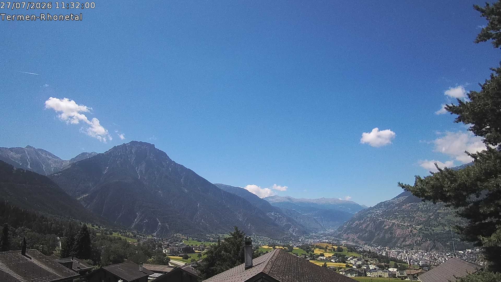 Archiv Foto Webcam Termen: Blick Richtung Süden ins Rhonetal